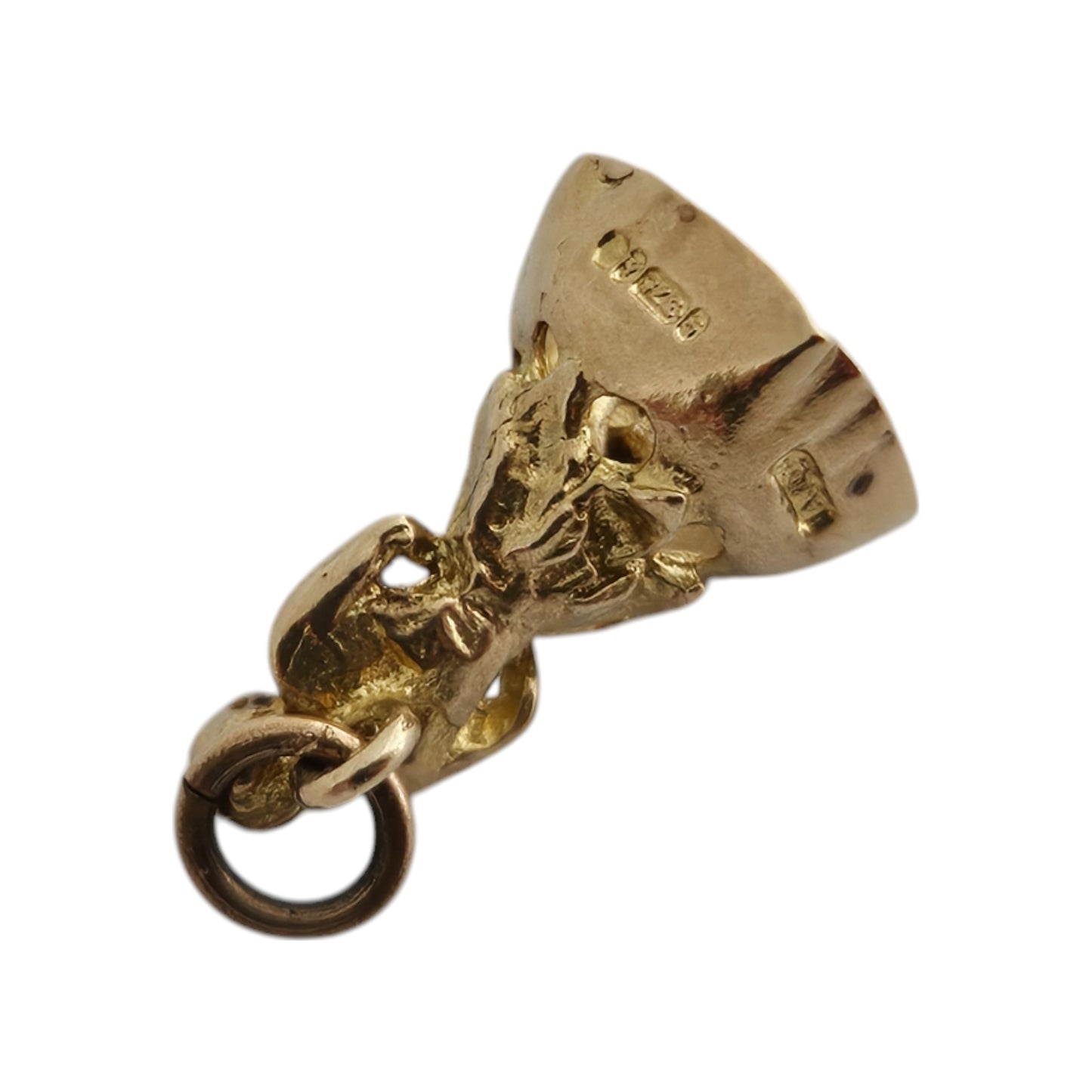9ct 375 Yellow Gold Bell Charm 1957 L 1.5 cm 1.5 g.