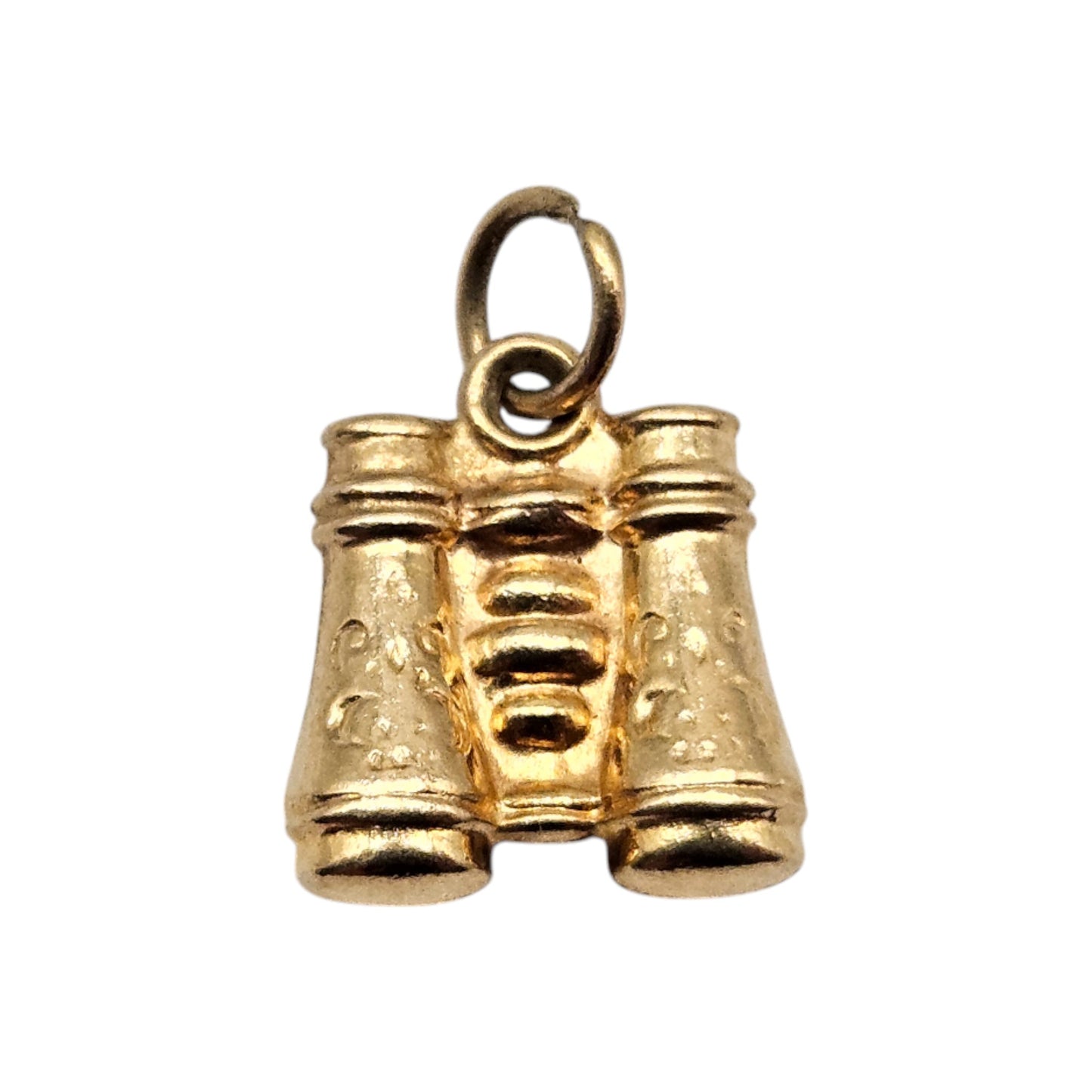 9ct 375 Yellow Gold Binoculars Charm 1967 L 1.0 cm 0.6 g.