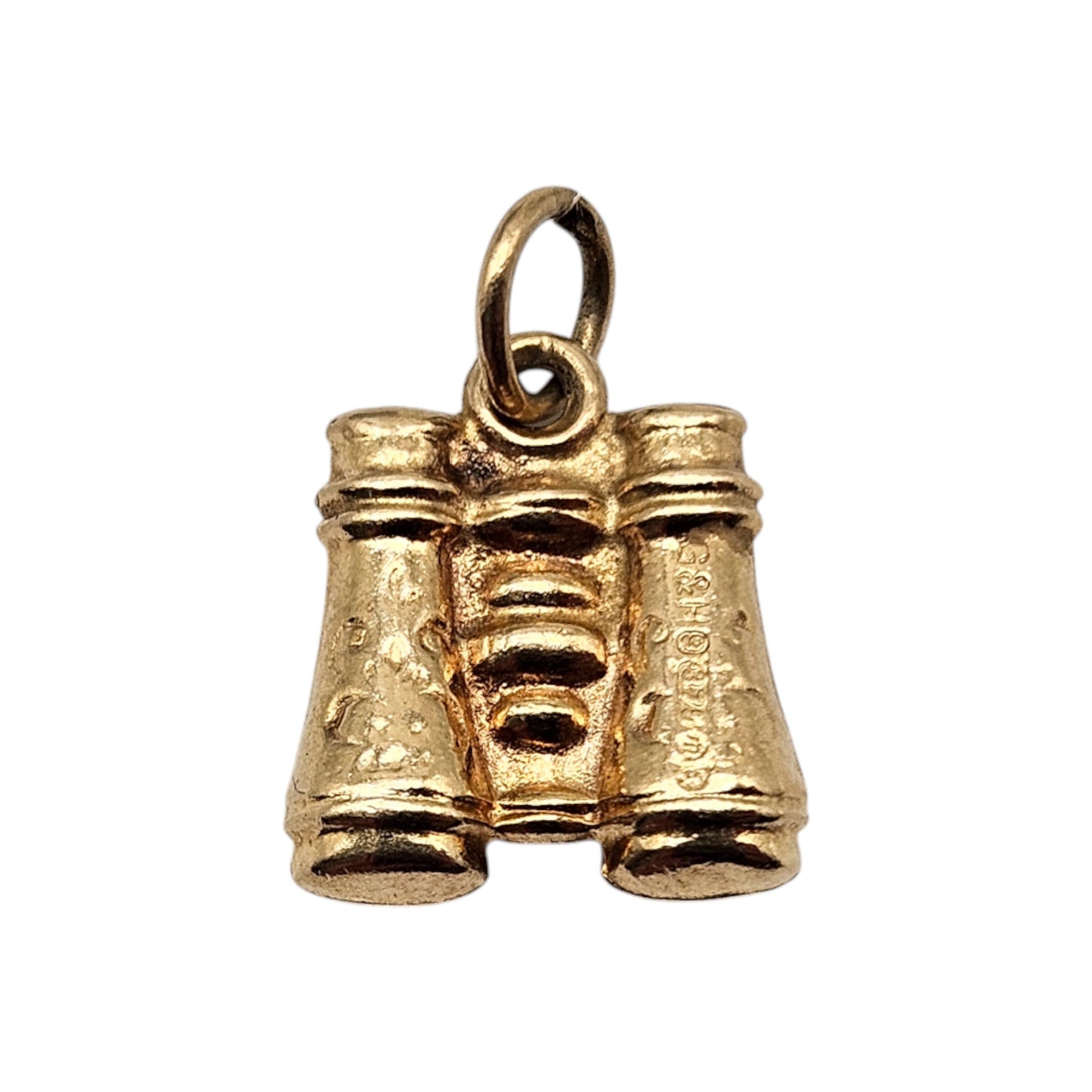 9ct 375 Yellow Gold Binoculars Charm 1967 L 1.0 cm 0.6 g.