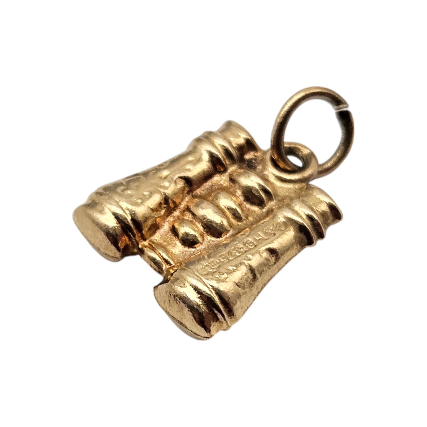 9ct 375 Yellow Gold Binoculars Charm 1967 L 1.0 cm 0.6 g.