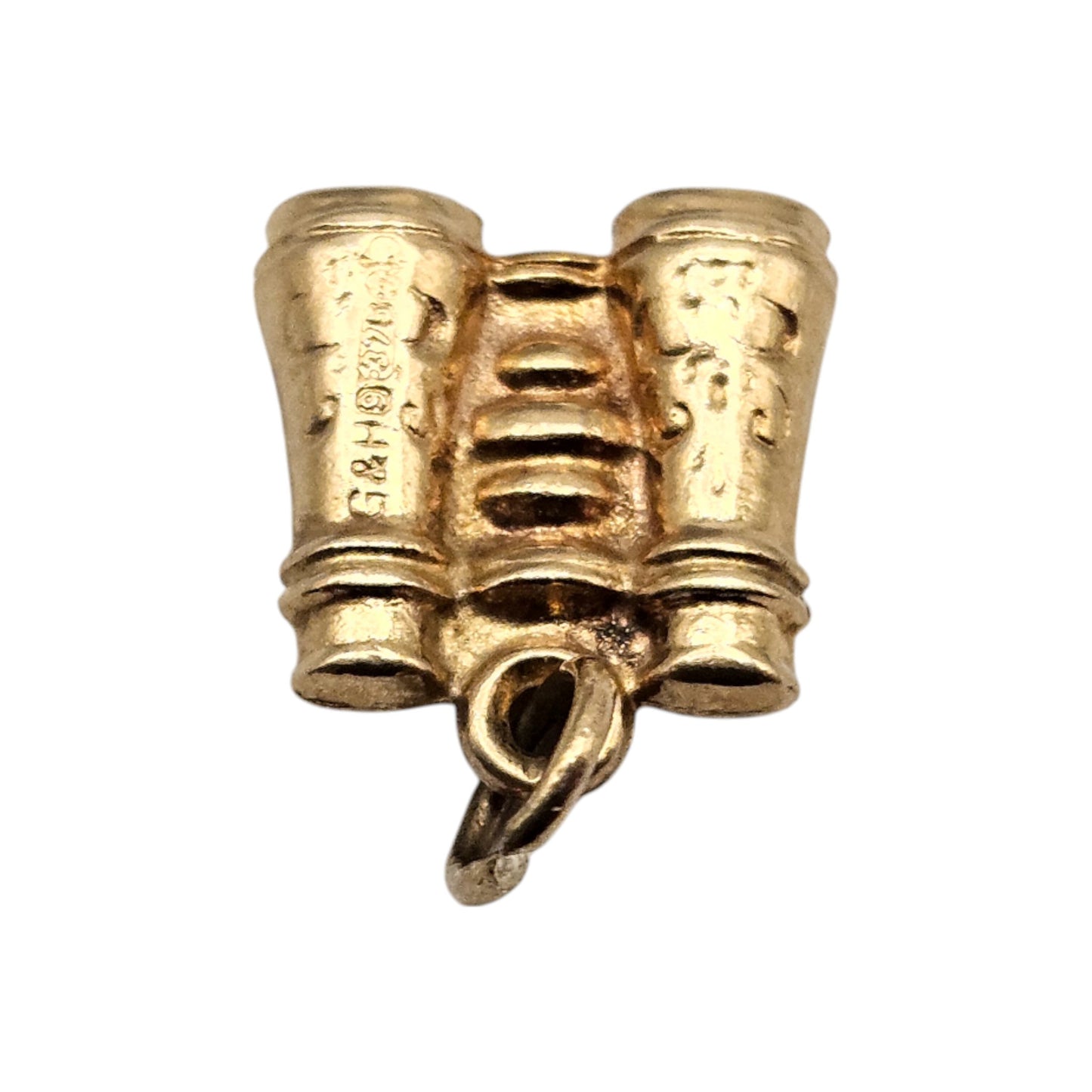 9ct 375 Yellow Gold Binoculars Charm 1967 L 1.0 cm 0.6 g.