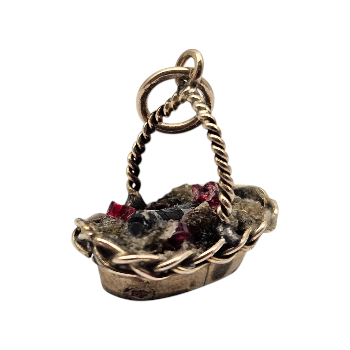 Antique 9ct Yellow Gold Basket Charm c.1910 L 1.5 cm 1.4 g.