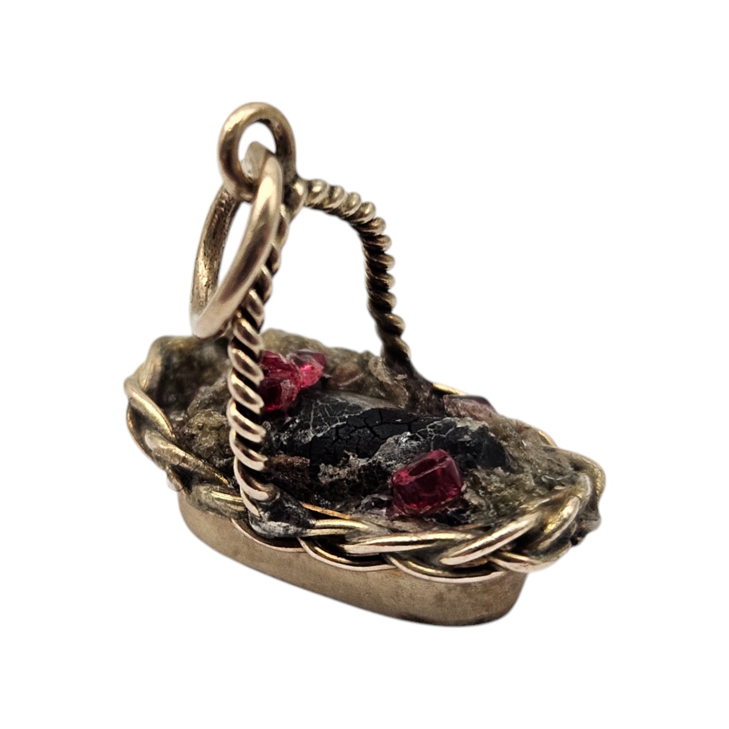 Antique 9ct Yellow Gold Basket Charm c.1910 L 1.5 cm 1.4 g.
