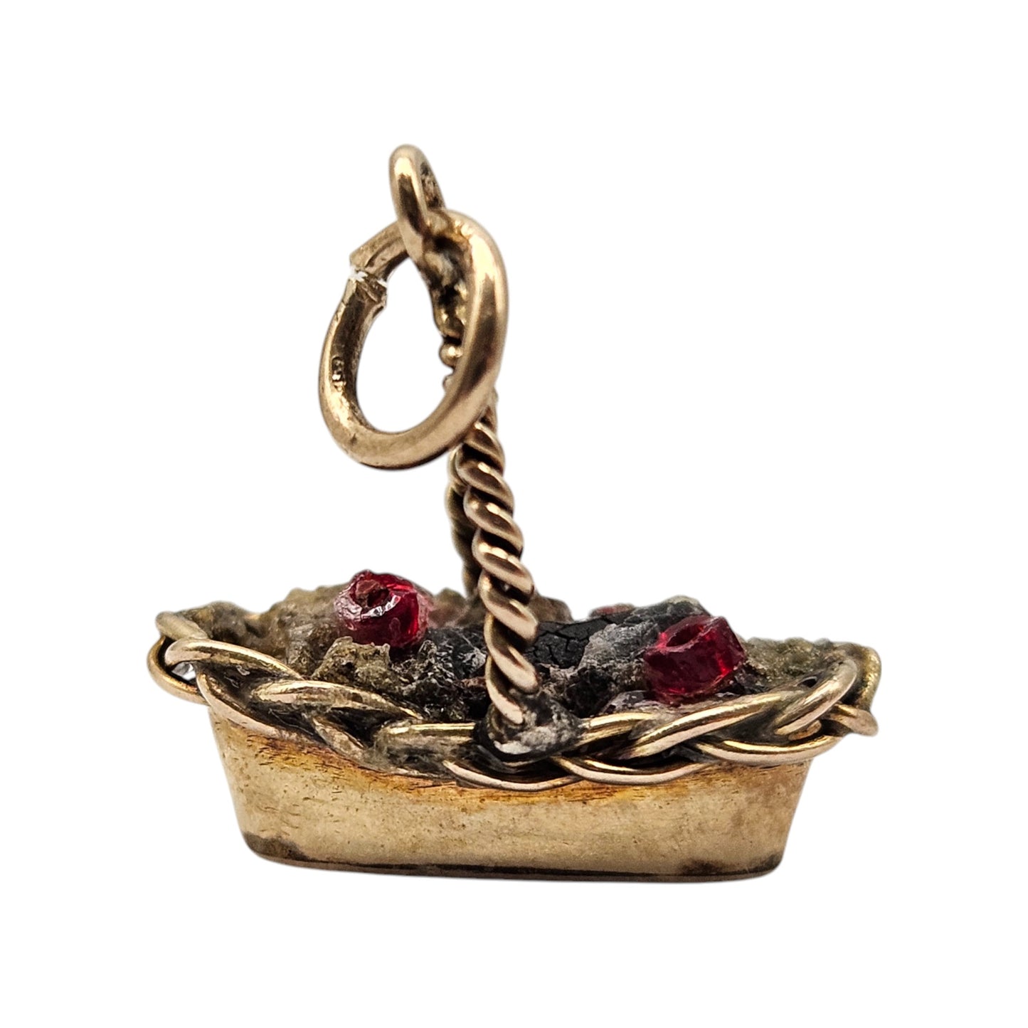 Antique 9ct Yellow Gold Basket Charm c.1910 L 1.5 cm 1.4 g.