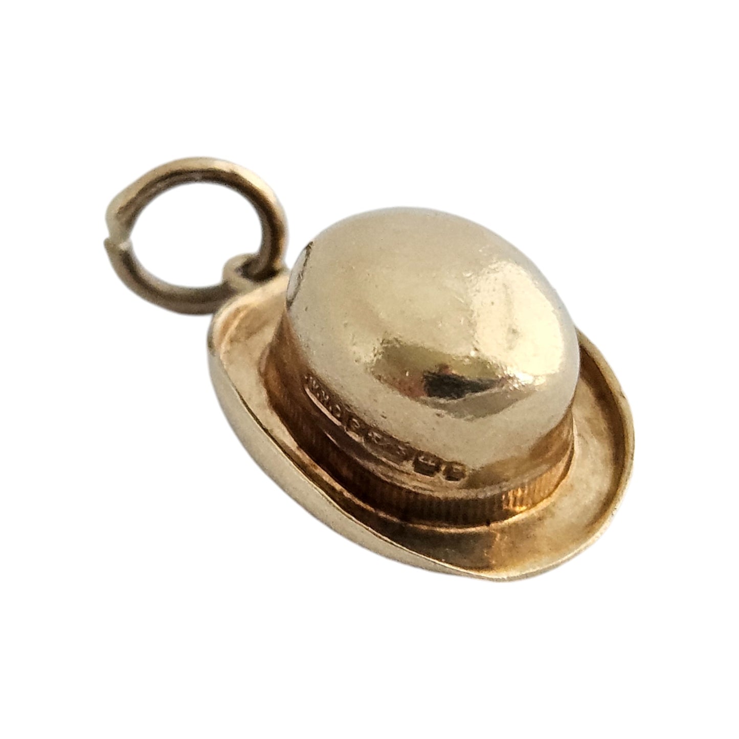 9ct 375 Yellow Gold Bowler Hat Charm 1964 L 1.3 cm 0.9 g