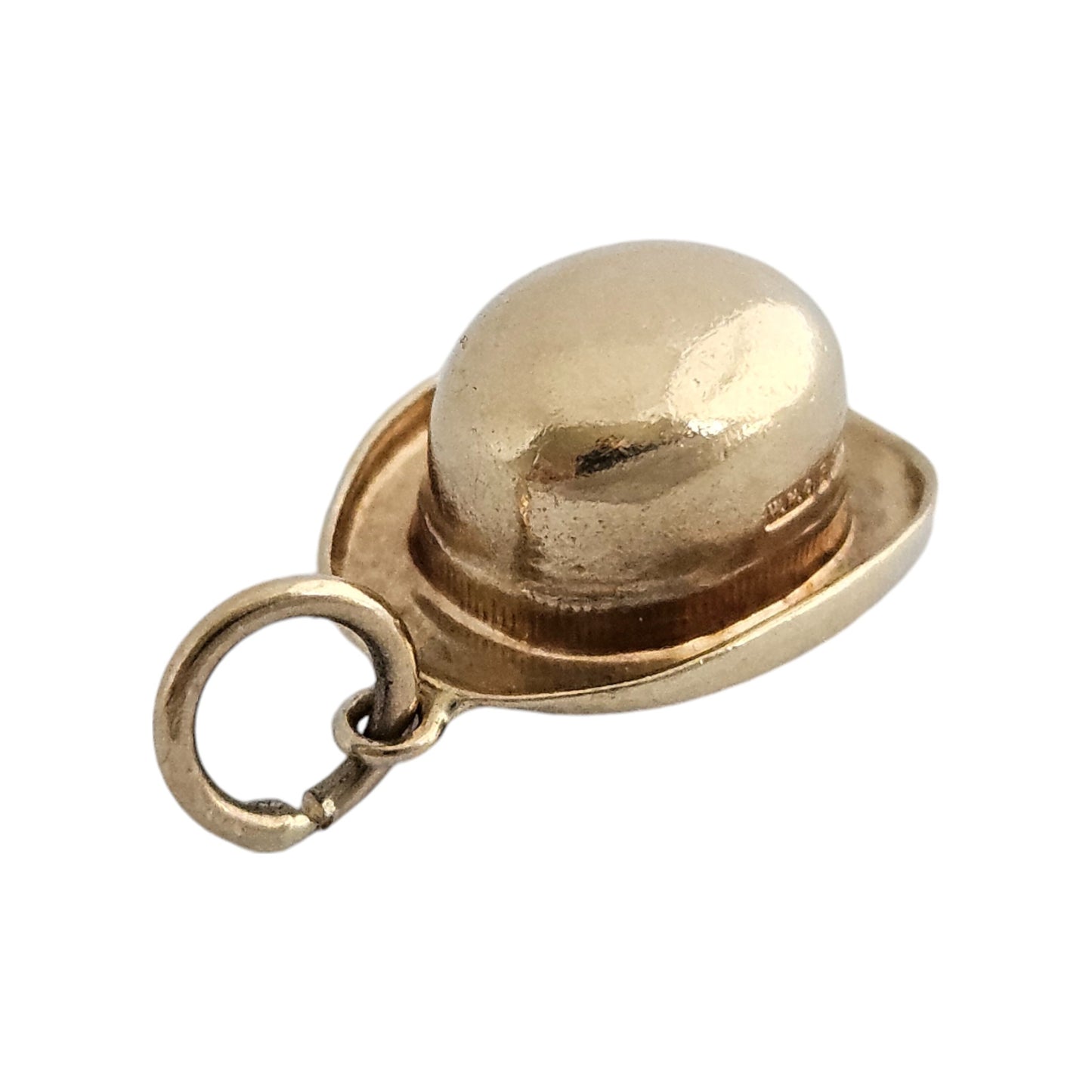 9ct 375 Yellow Gold Bowler Hat Charm 1964 L 1.3 cm 0.9 g