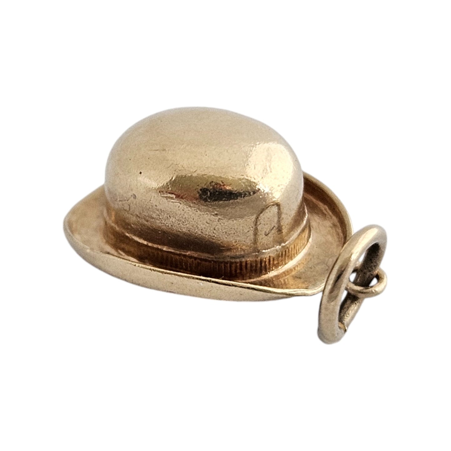 9ct 375 Yellow Gold Bowler Hat Charm 1964 L 1.3 cm 0.9 g