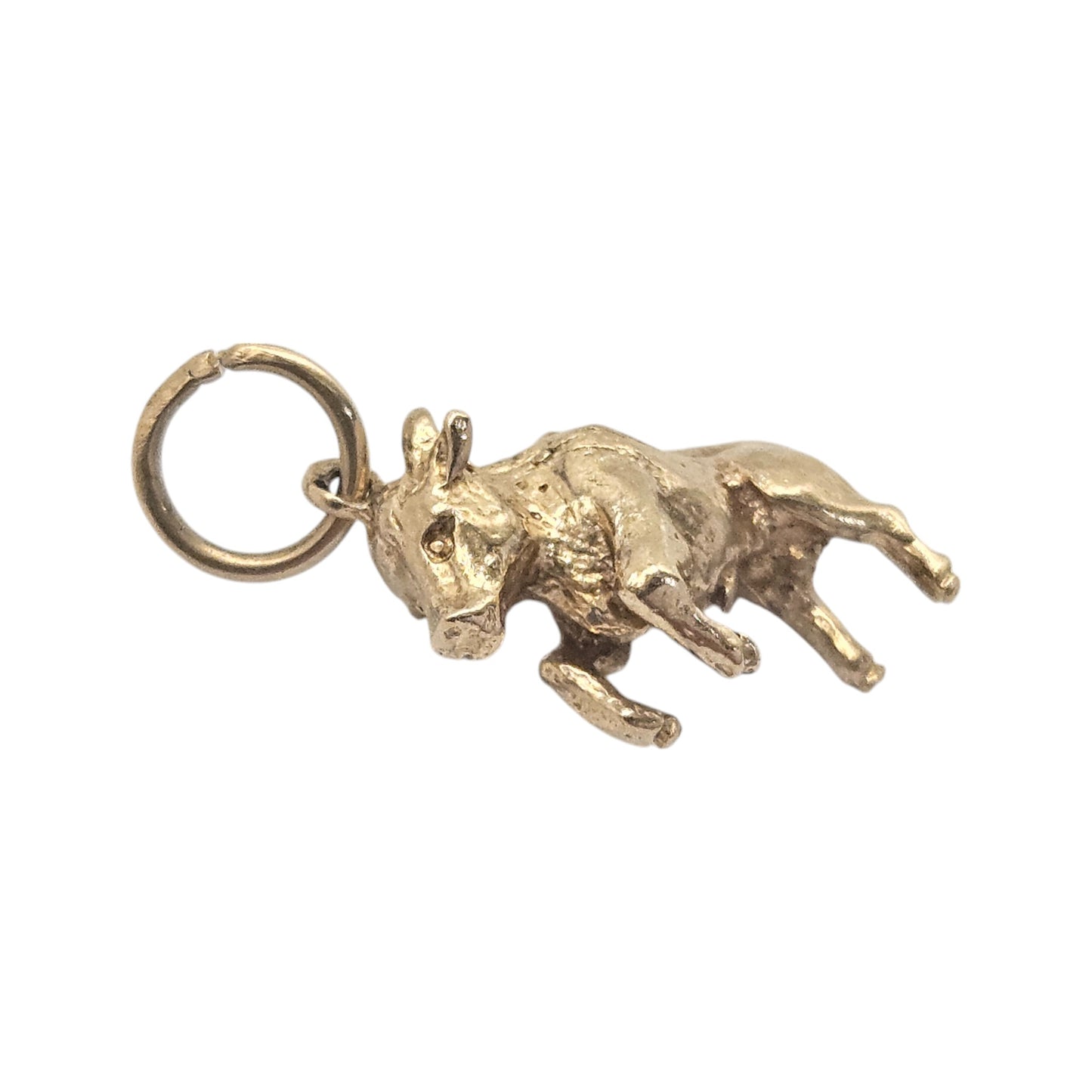 9ct 375 Yellow Gold Bull Charm 1973 L 1.4 cm 2.4 g.