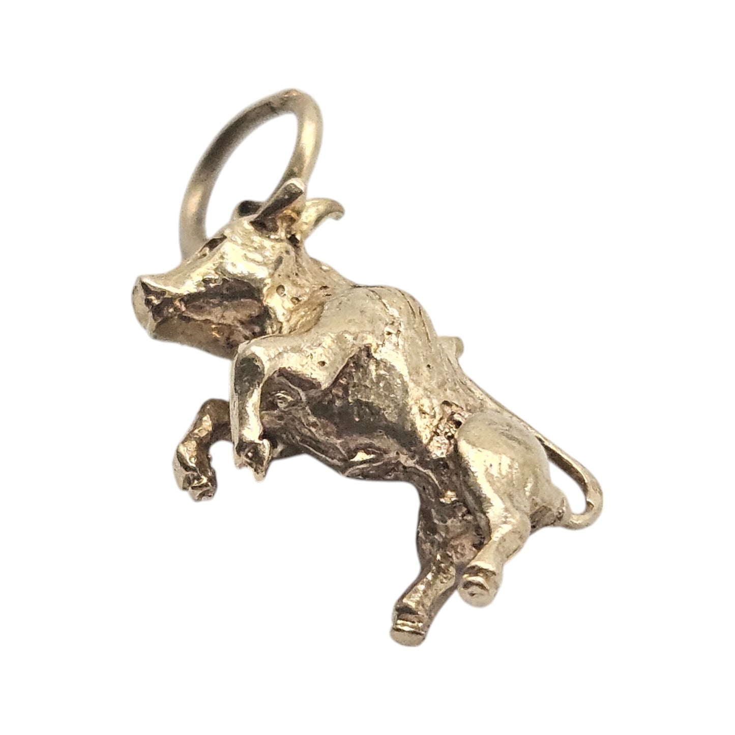 9ct 375 Yellow Gold Bull Charm 1973 L 1.4 cm 2.4 g.