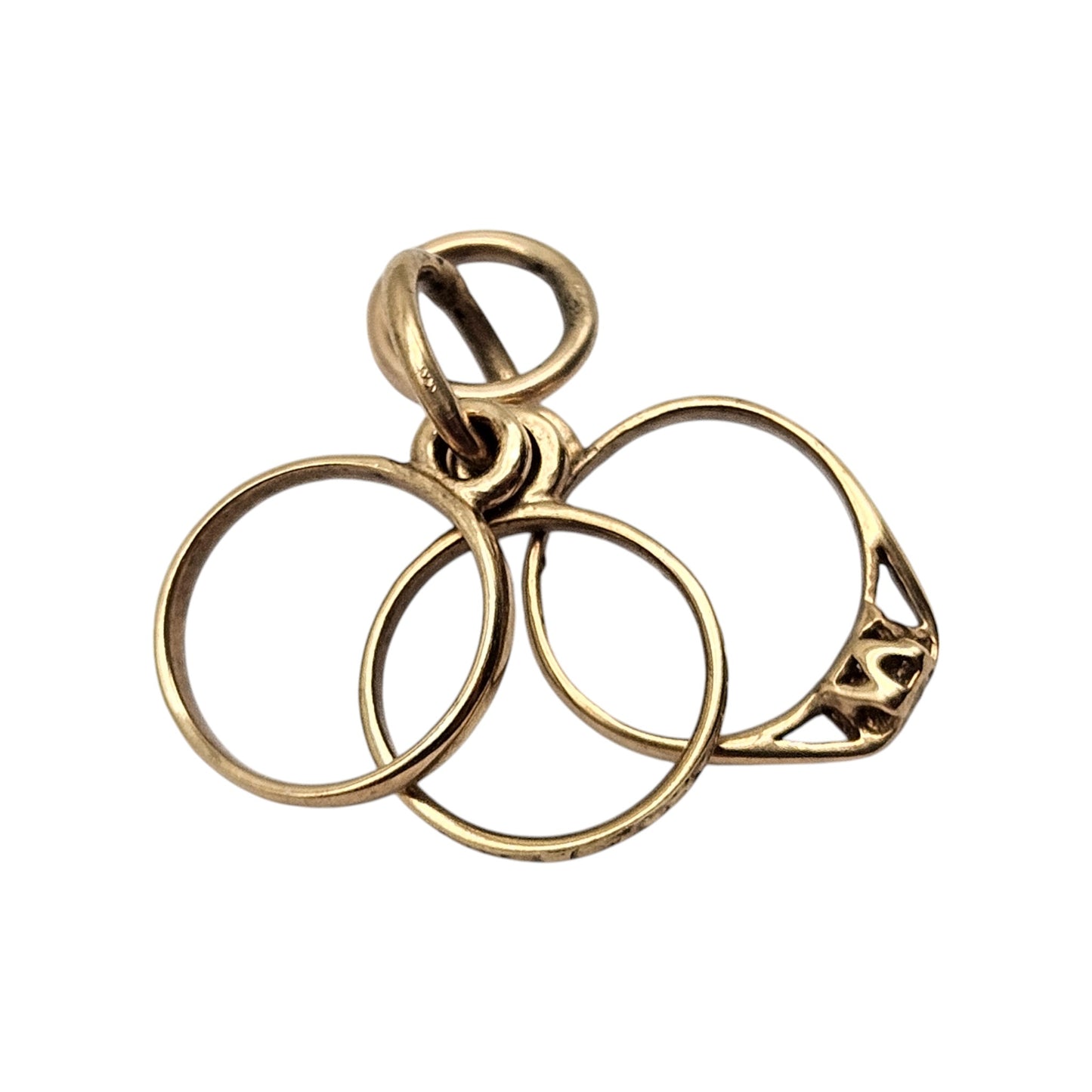 9ct 375 Yellow Gold Bundle Of Rings Charm c.1990's