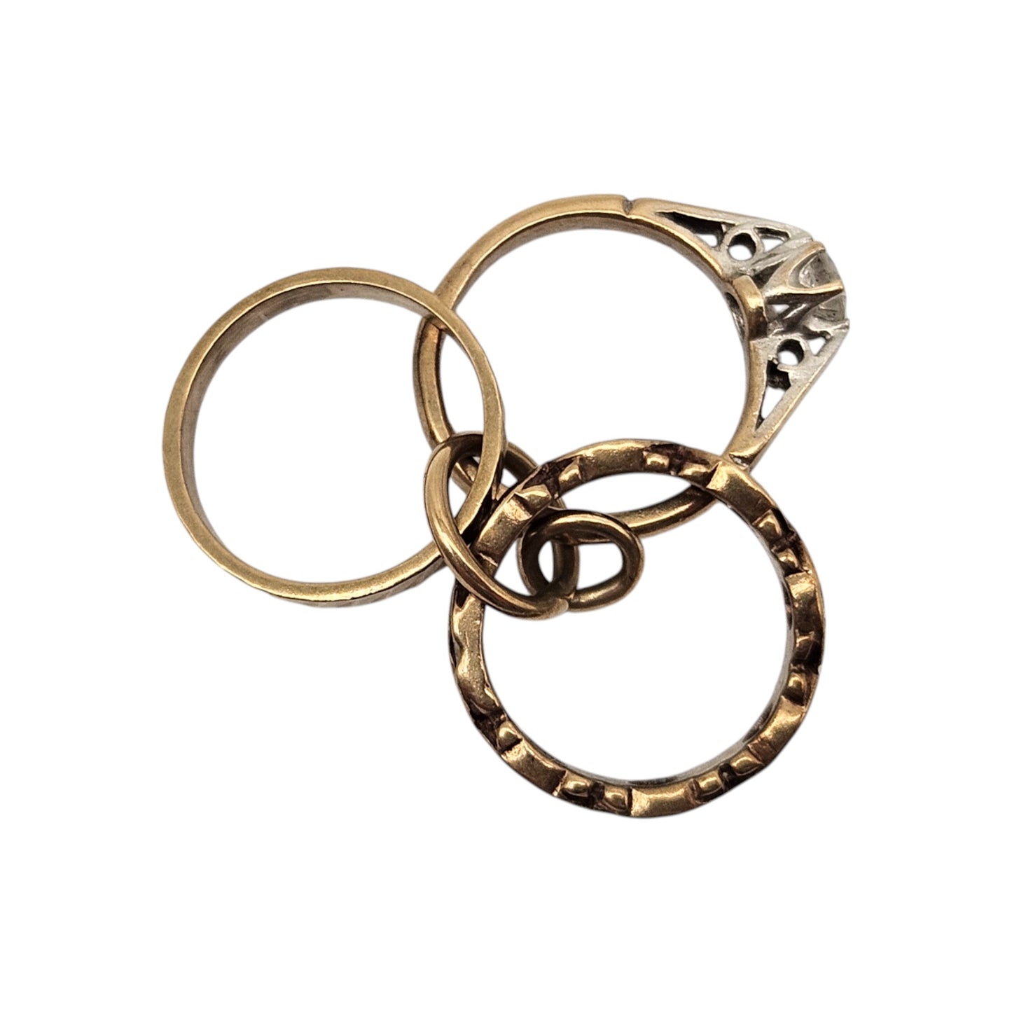 9ct 375 Yellow Gold Bundle Of Rings Charm c.1960's L 1.6 cm 2.6 g.