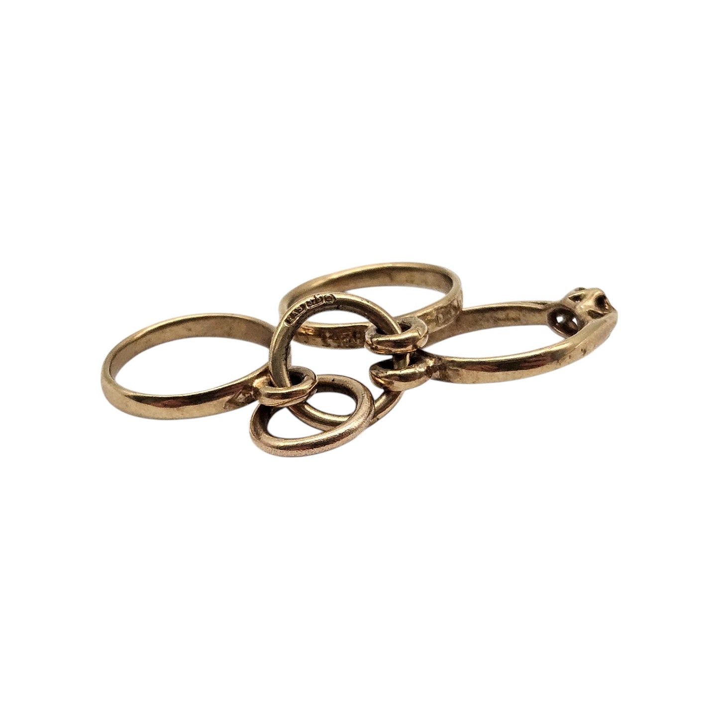 9ct 375 Yellow Gold Bundle Of Rings Charm c.1990's