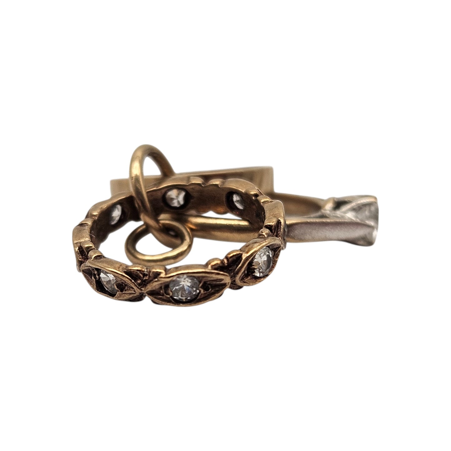 9ct 375 Yellow Gold Bundle Of Rings Charm c.1960's L 1.6 cm 2.6 g.