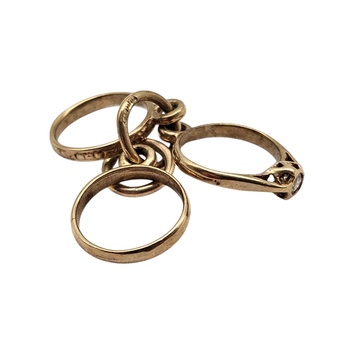 9ct 375 Yellow Gold Bundle Of Rings Charm c.1990's