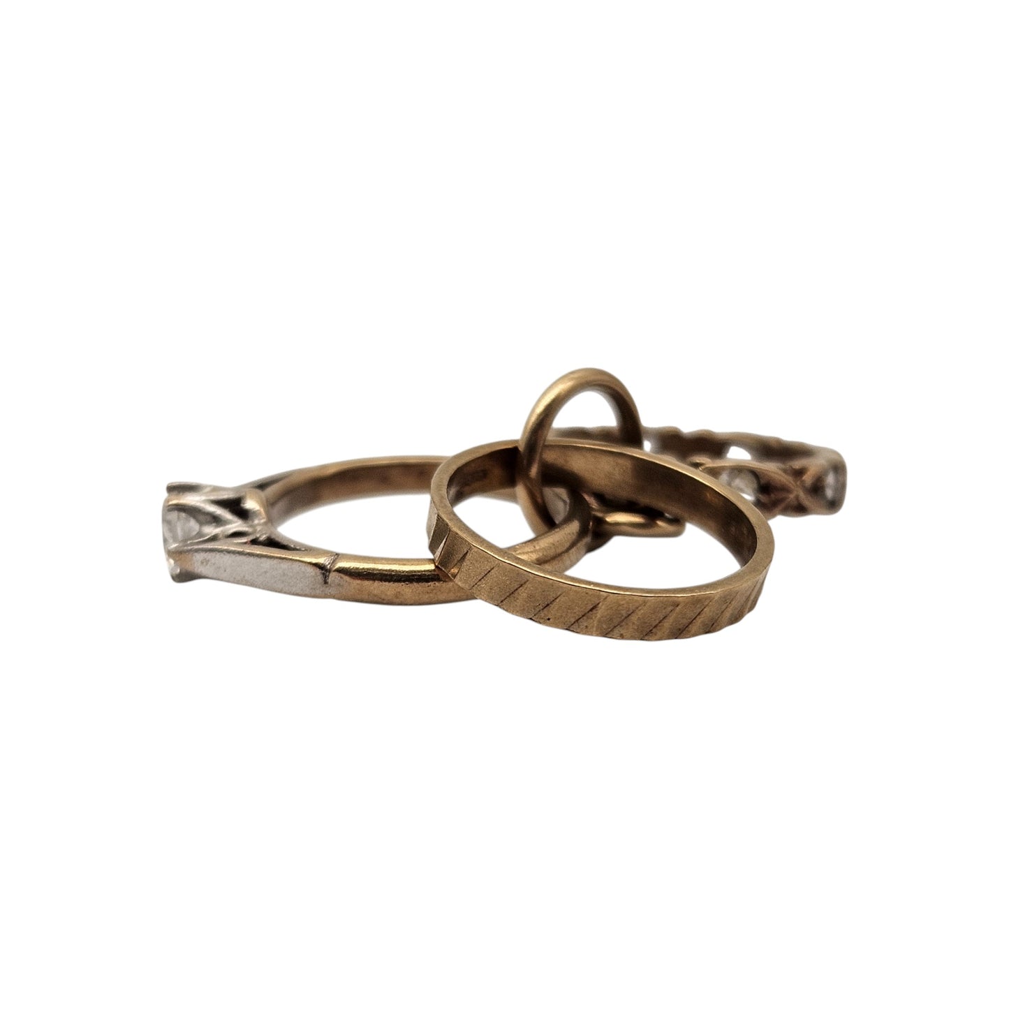 9ct 375 Yellow Gold Bundle Of Rings Charm c.1960's L 1.6 cm 2.6 g.