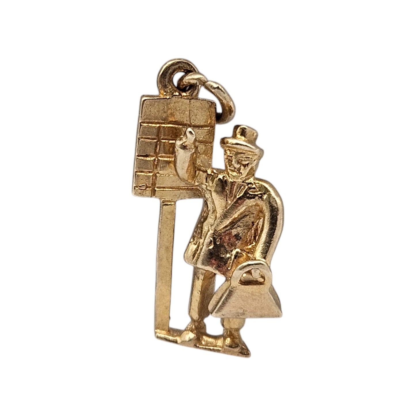 9ct 375 Yellow Gold Bus Stop Charm 1959 L 1.6 cm 1.9 g.