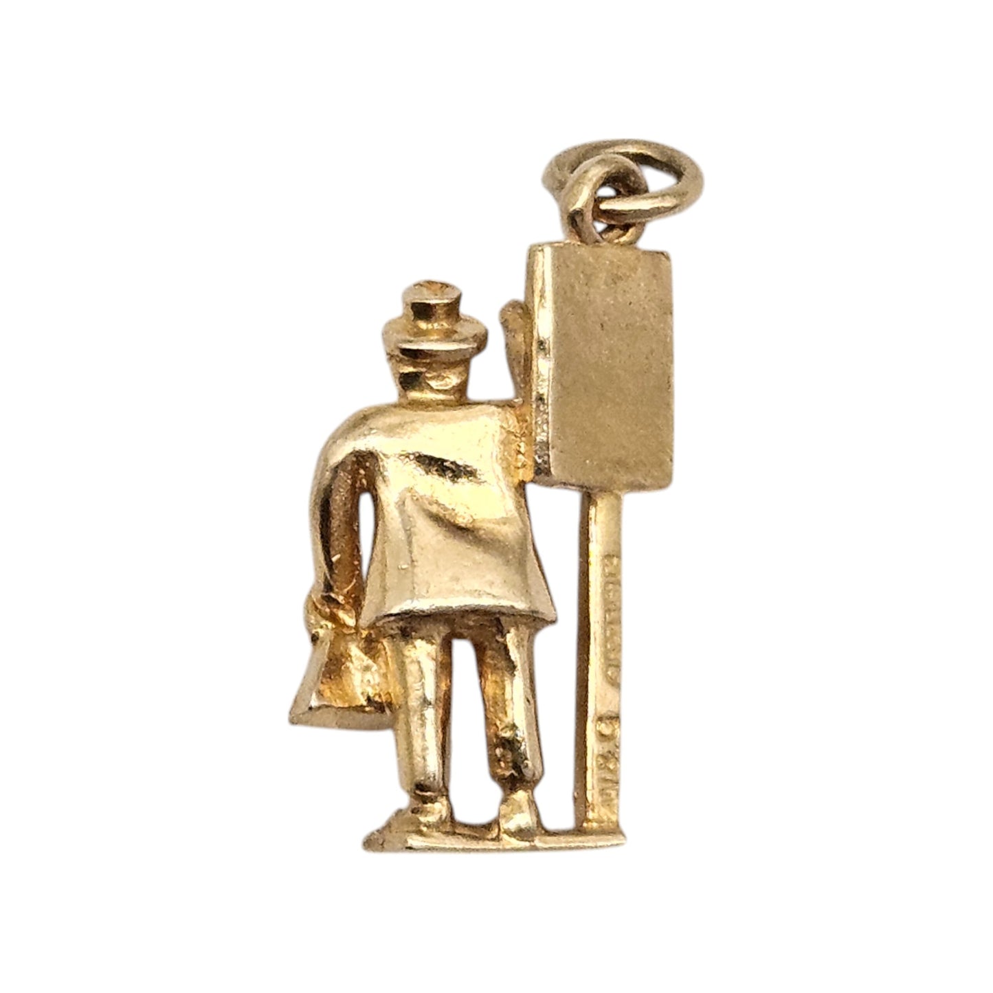 9ct 375 Yellow Gold Bus Stop Charm 1959 L 1.6 cm 1.9 g.