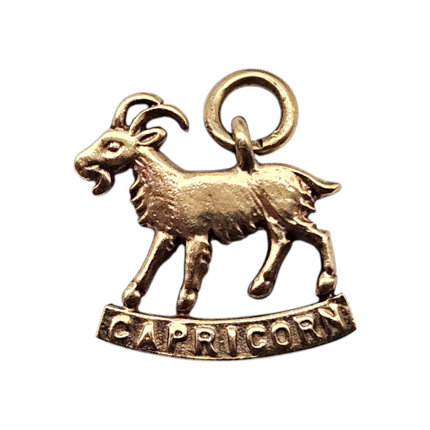 9ct 375 Yellow Gold Capricorn Charm 1970 L 1.3 cm 0.9 g.