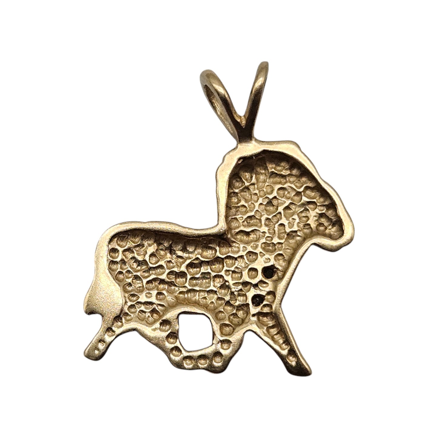 9ct 375 Yellow Gold Capricorn Pendant With Diamonds c.1980's L 1.9 cm 1.5 g.