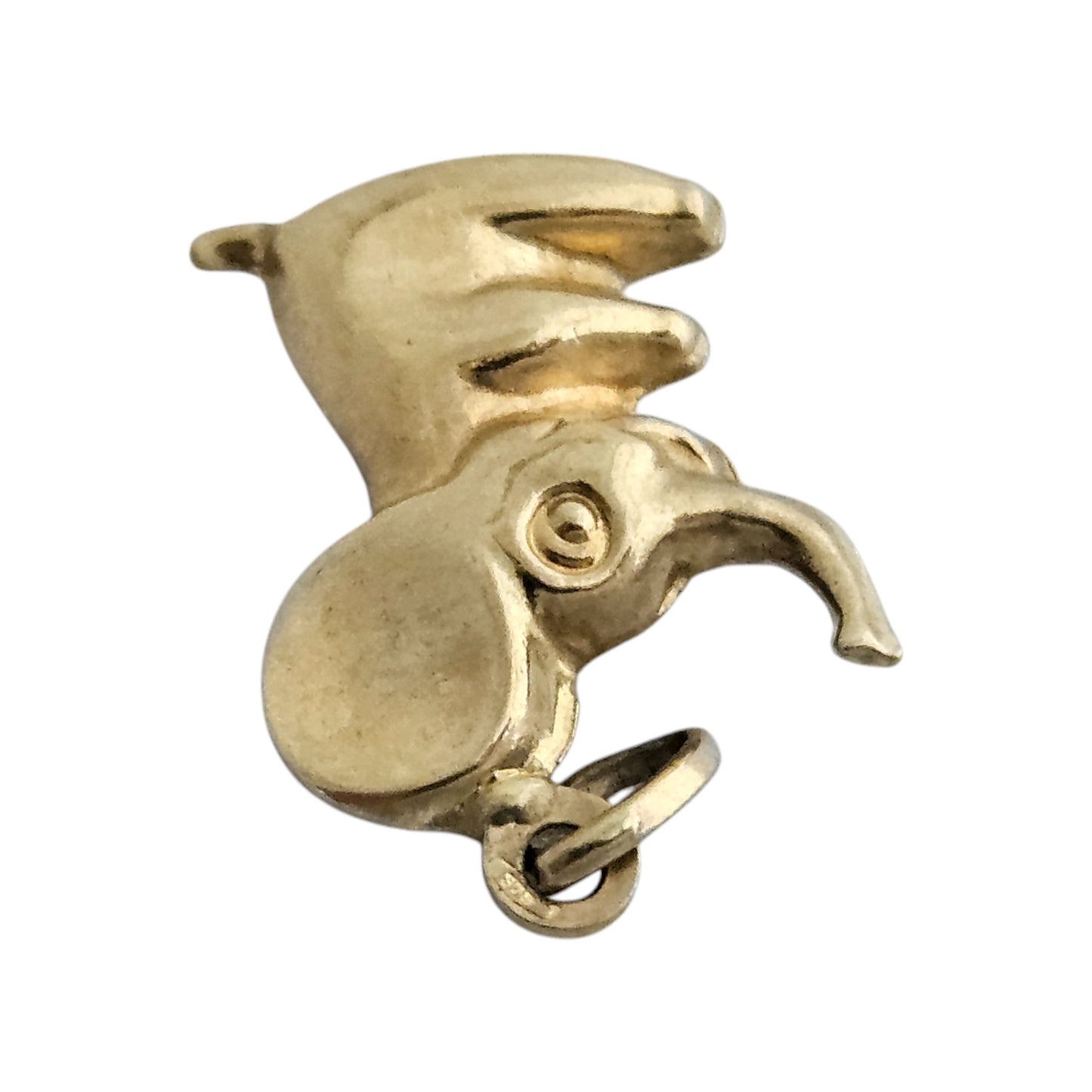9ct 375 Yellow Gold Cartoon Elephant Charm L 1.3 cm 0.6 g.
