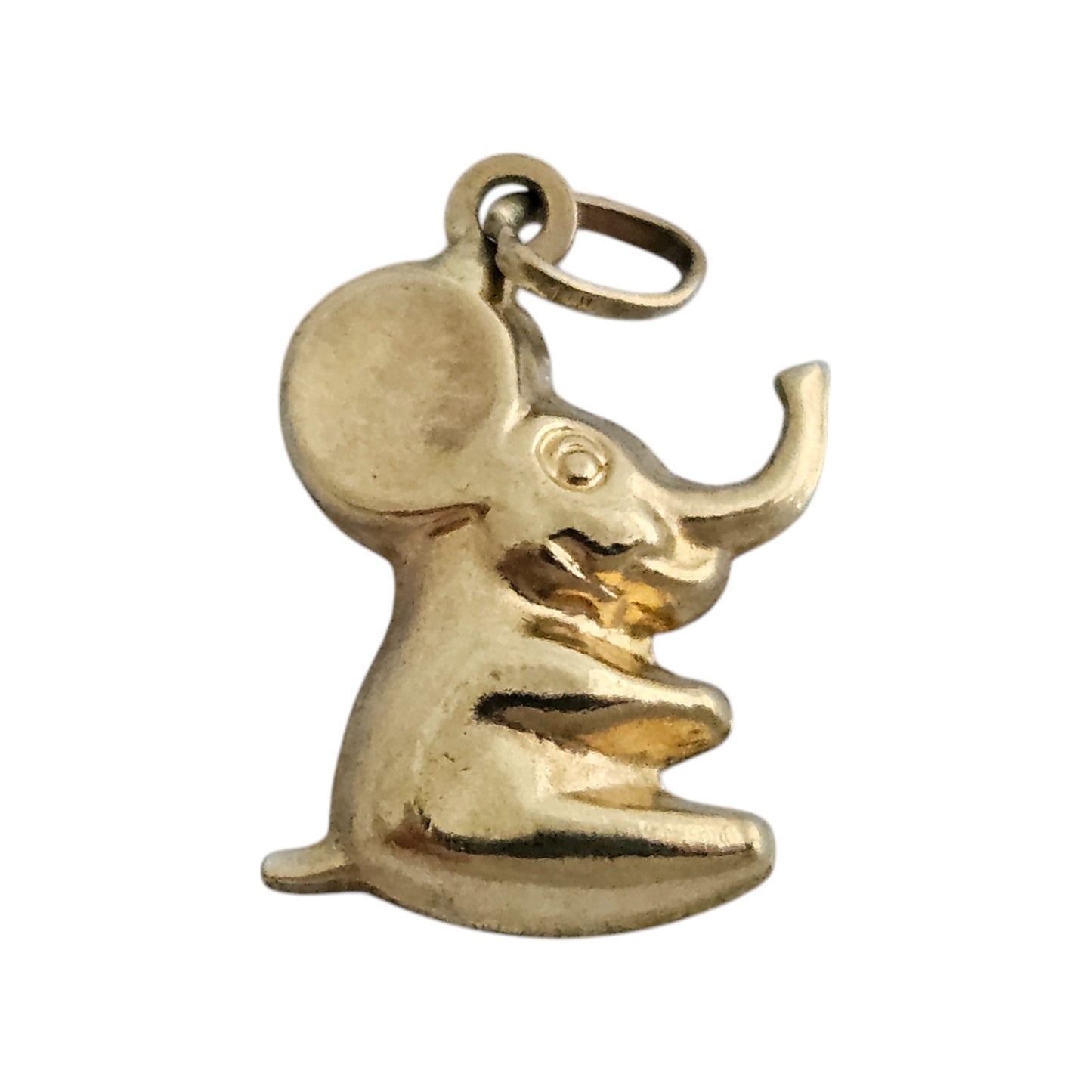 9ct 375 Yellow Gold Cartoon Elephant Charm L 1.3 cm 0.6 g.