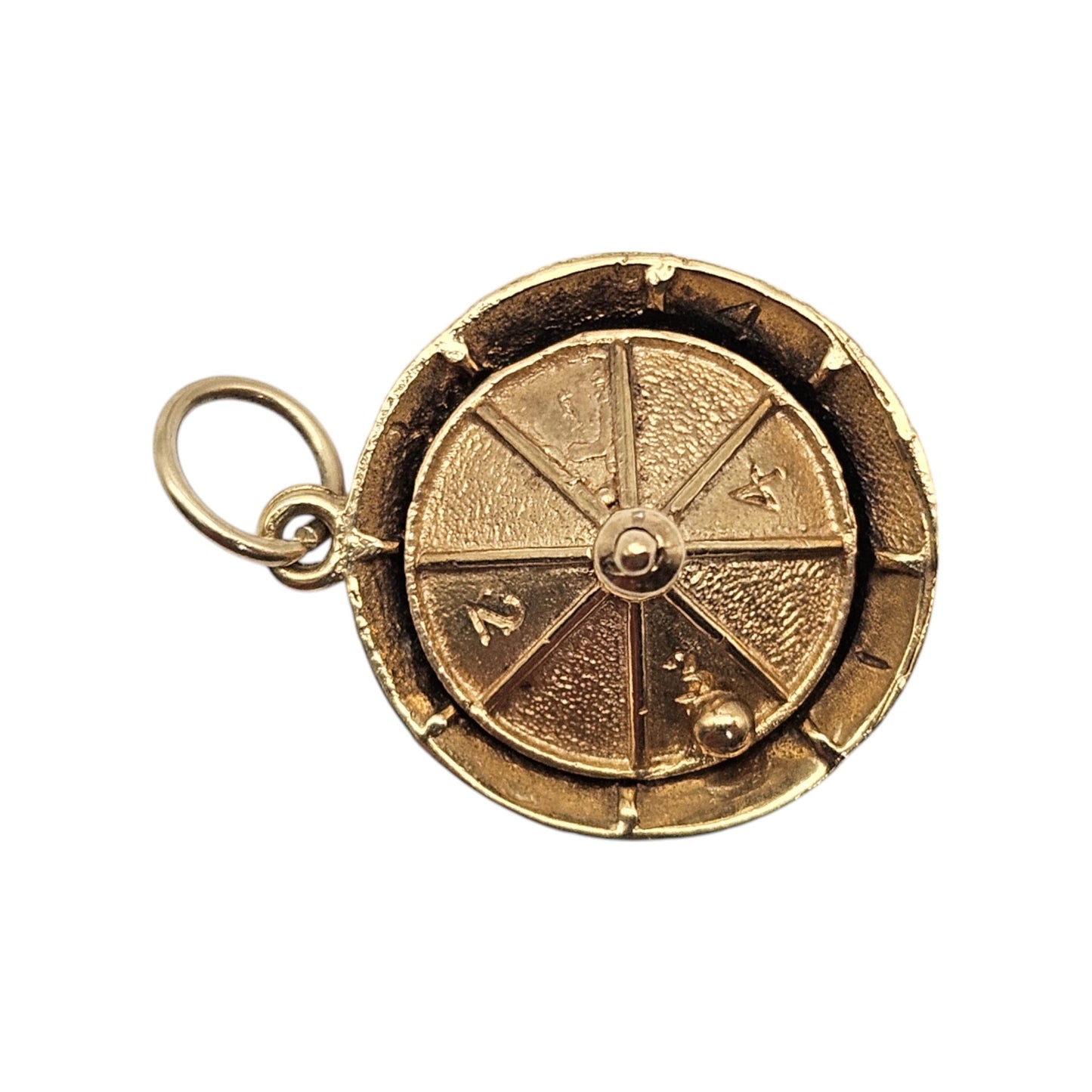 9ct 375 Yellow Gold Articulated Casino Roulette Gambling Charm 1971 5.1 g