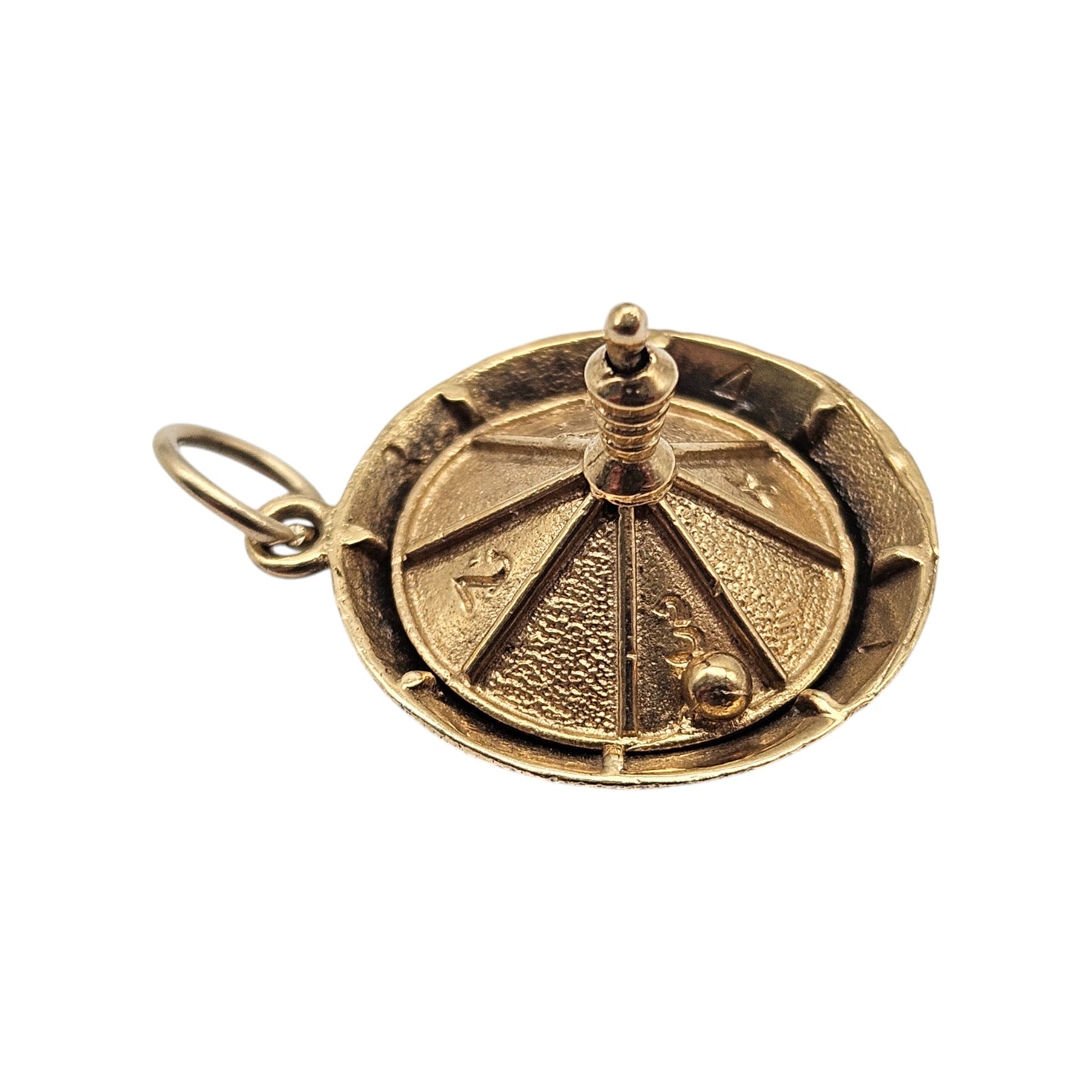 9ct 375 Yellow Gold Articulated Casino Roulette Gambling Charm 1971 5.1 g