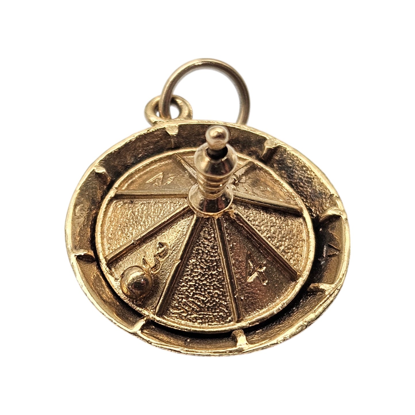9ct 375 Yellow Gold Articulated Casino Roulette Gambling Charm 1971 5.1 g