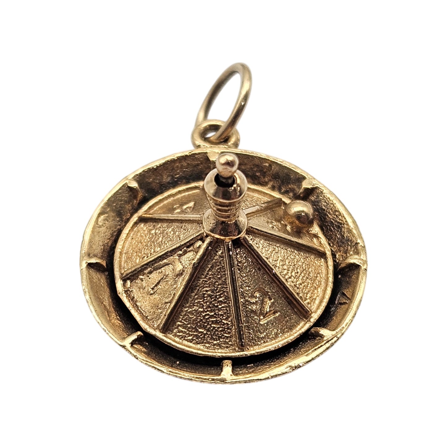 9ct 375 Yellow Gold Articulated Casino Roulette Gambling Charm 1971 5.1 g