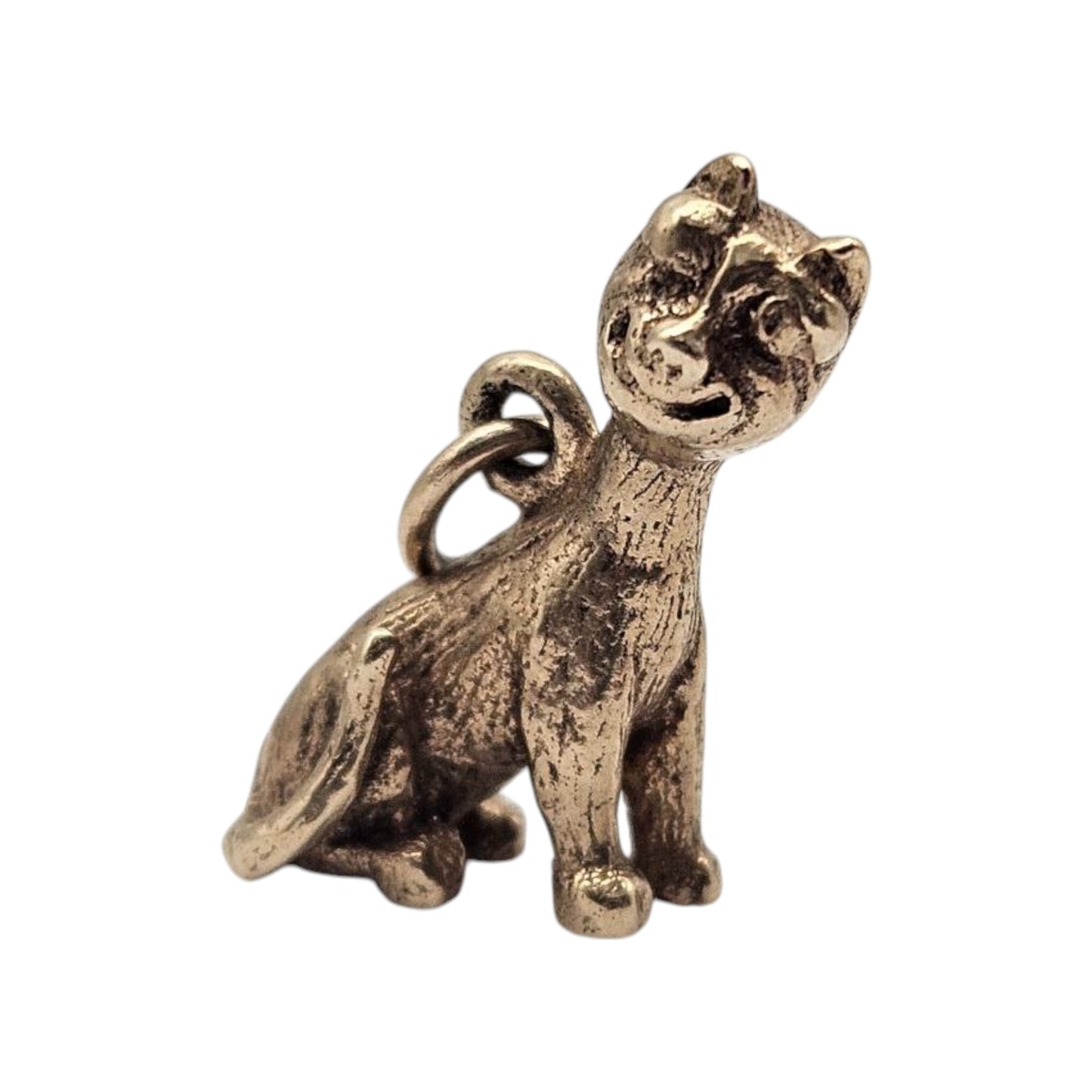 9ct 375 Yellow Gold Cat Charm 1973 L 1.7 cm 2.4 g