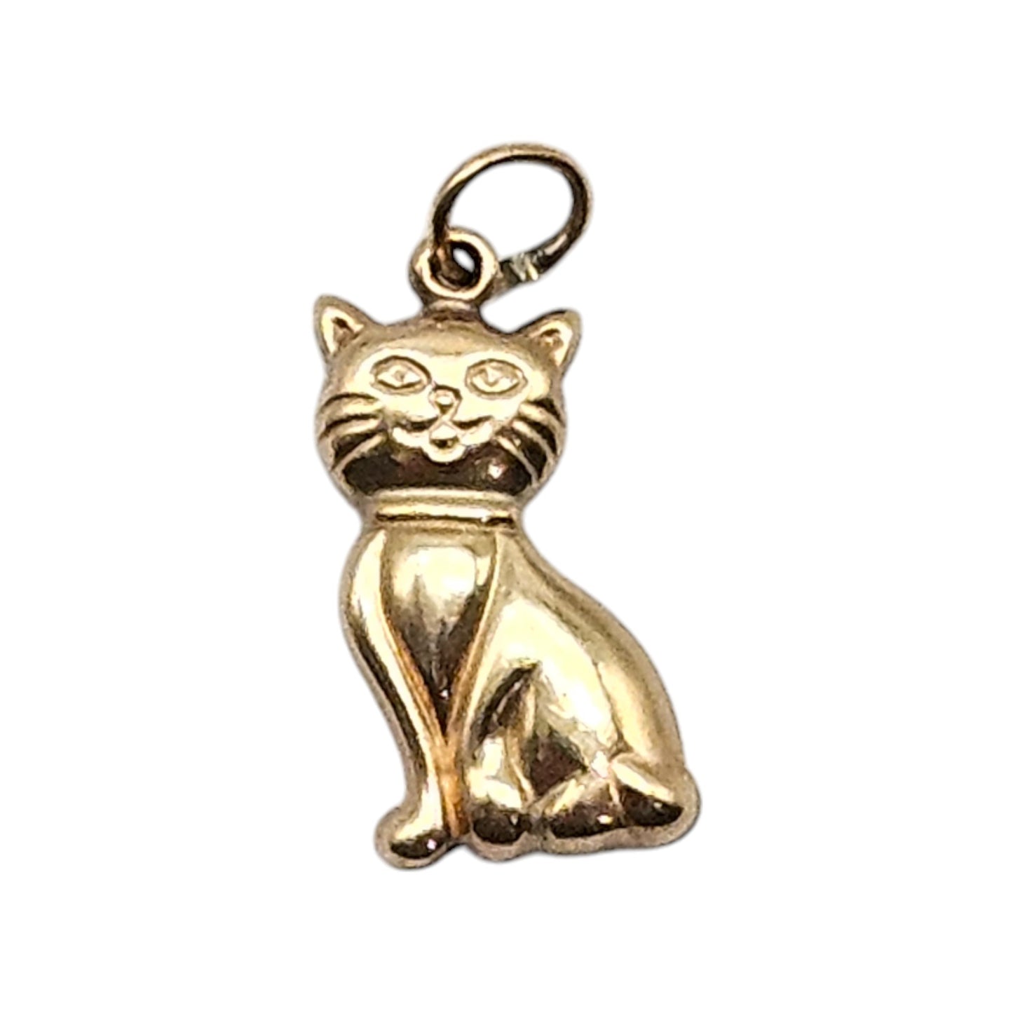 9ct Yellow Gold Seated Cat Charm L 1.4 cm 0.5 g.