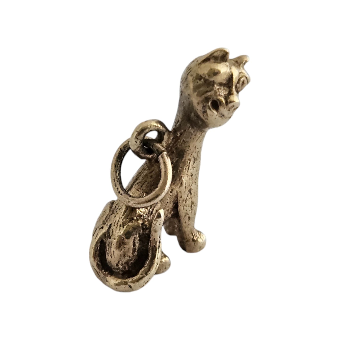 9ct 375 Yellow Gold Cat Charm 1973 L 1.7 cm 2.4 g
