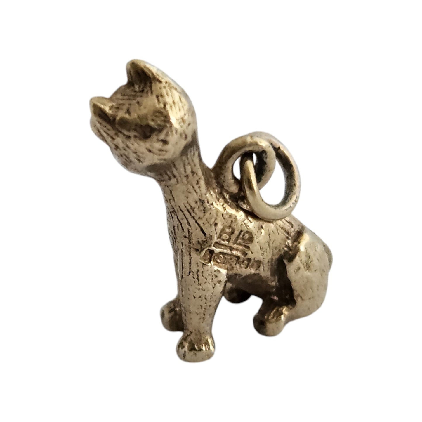 9ct 375 Yellow Gold Cat Charm 1973 L 1.7 cm 2.4 g