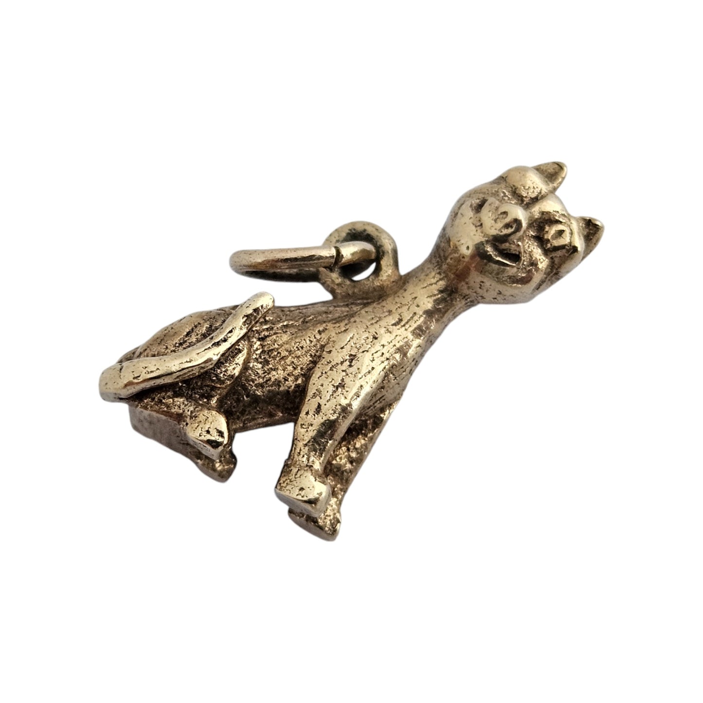 9ct 375 Yellow Gold Cat Charm 1973 L 1.7 cm 2.4 g