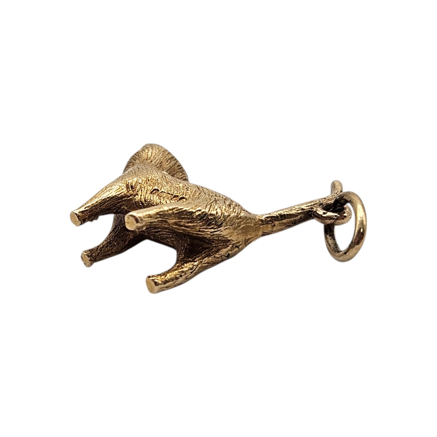 Cast 9ct 375 Yellow Gold Cat Charm 1966 L 2.1 cm 5.2 g.