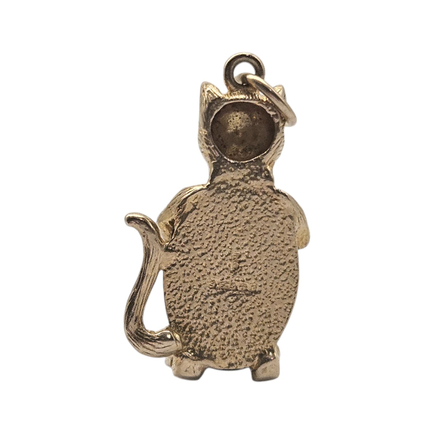 9ct 375 Yellow Gold Cat Charm With Cat's Eye c.1968 L 2.2 cm 4.1 g.