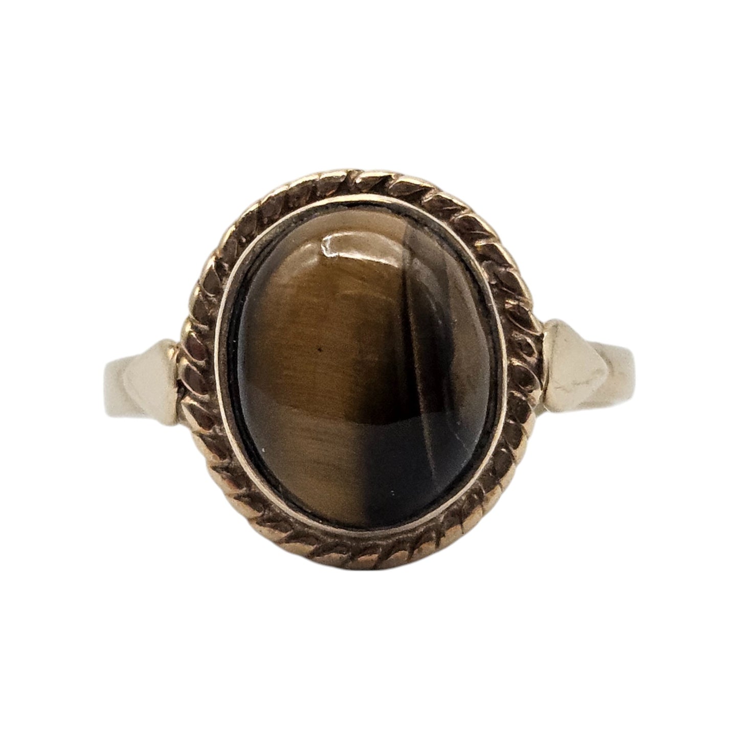 9ct 375 Yellow Gold Cat's Eye Ring 2003 Size Q 1/2 3.8 g.