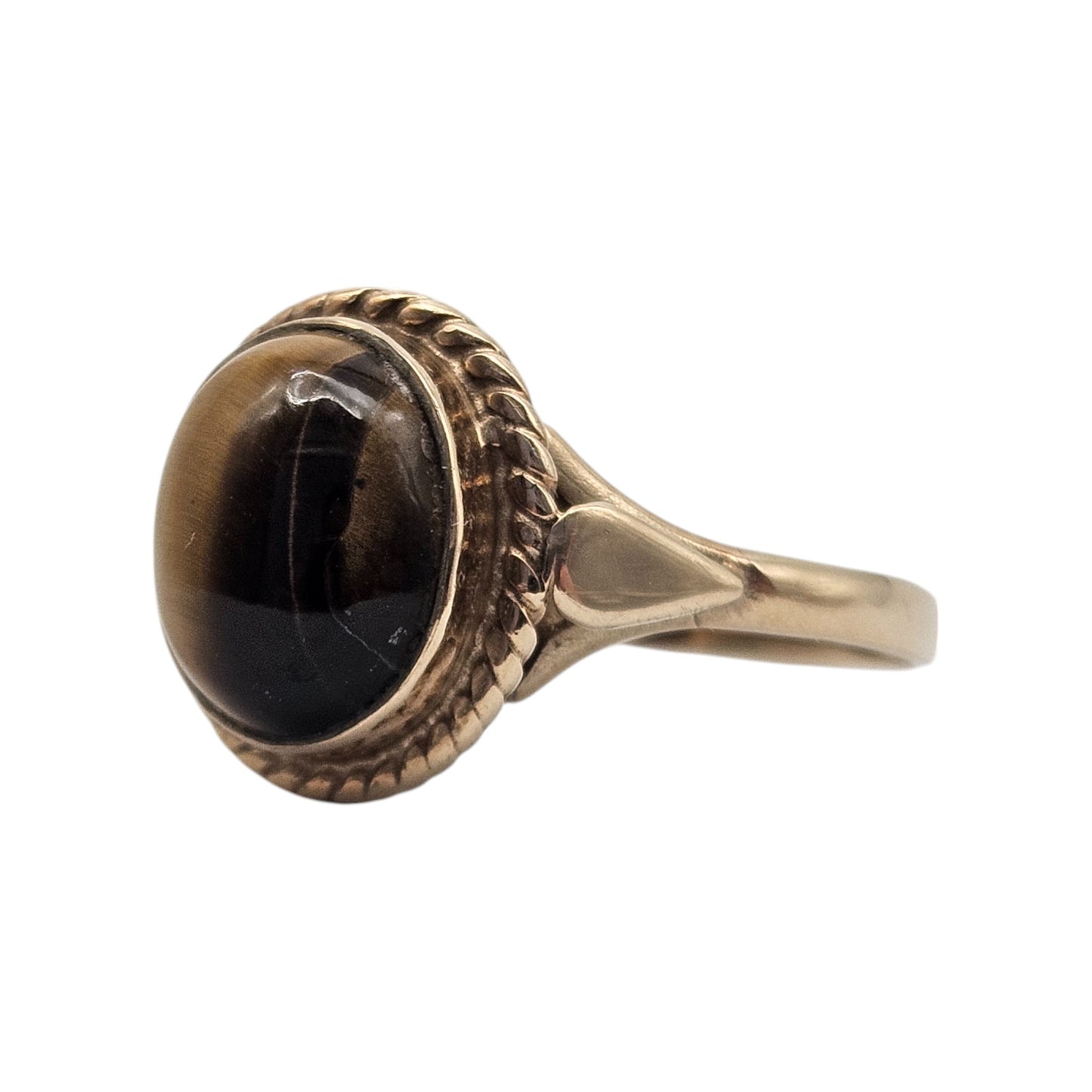 9ct 375 Yellow Gold Cat's Eye Ring 2003 Size Q 1/2 3.8 g.
