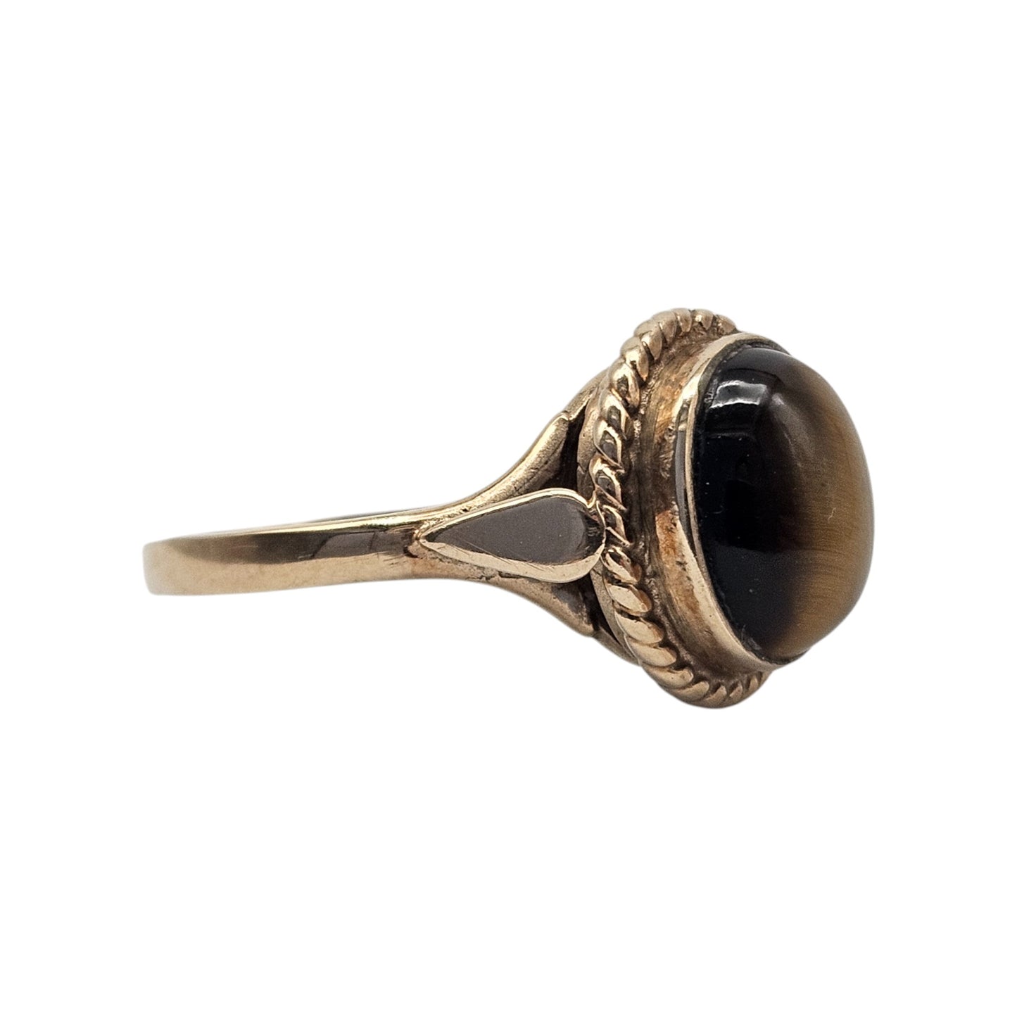 9ct 375 Yellow Gold Cat's Eye Ring 2003 Size Q 1/2 3.8 g.