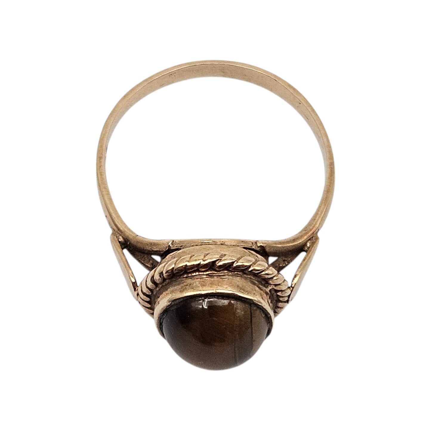 9ct 375 Yellow Gold Cat's Eye Ring 2003 Size Q 1/2 3.8 g.