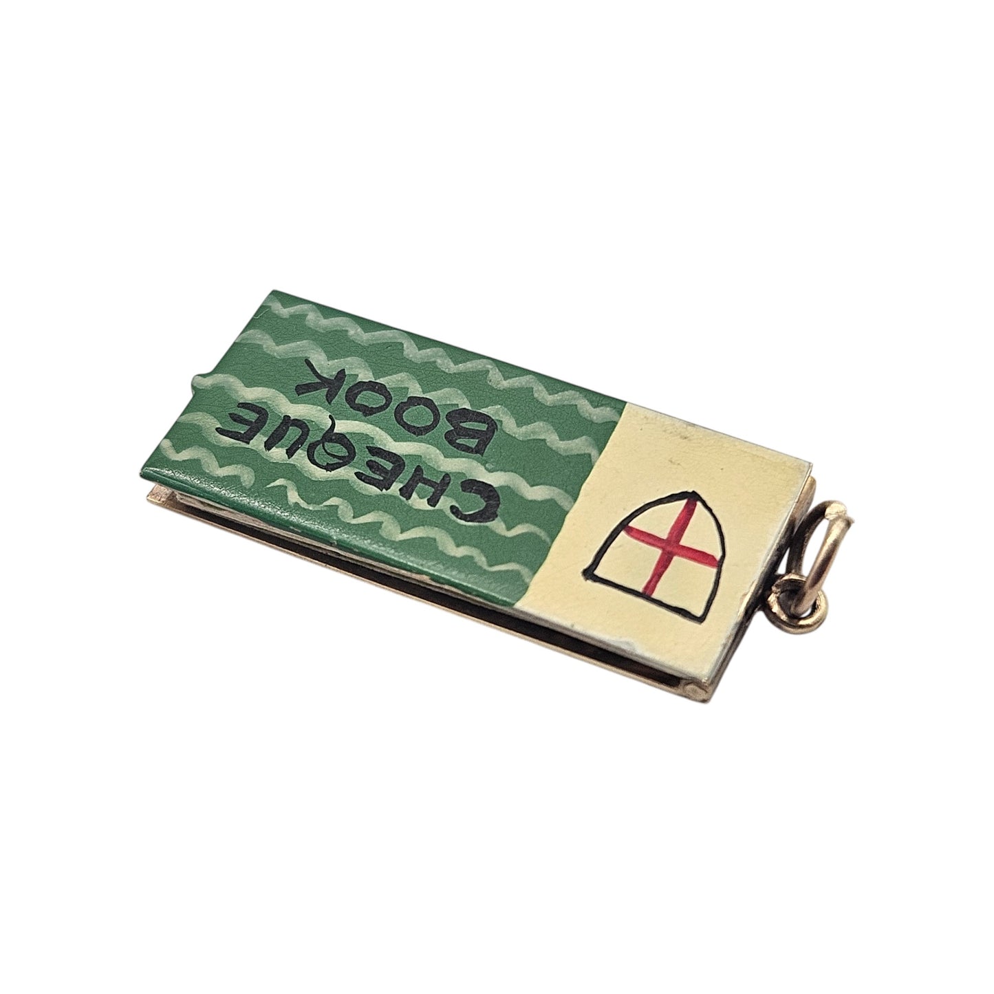 9ct 375 Yellow Gold & Enamel Cheque Book Opening Charm 1960 L 2.4 cm 2.9 g.