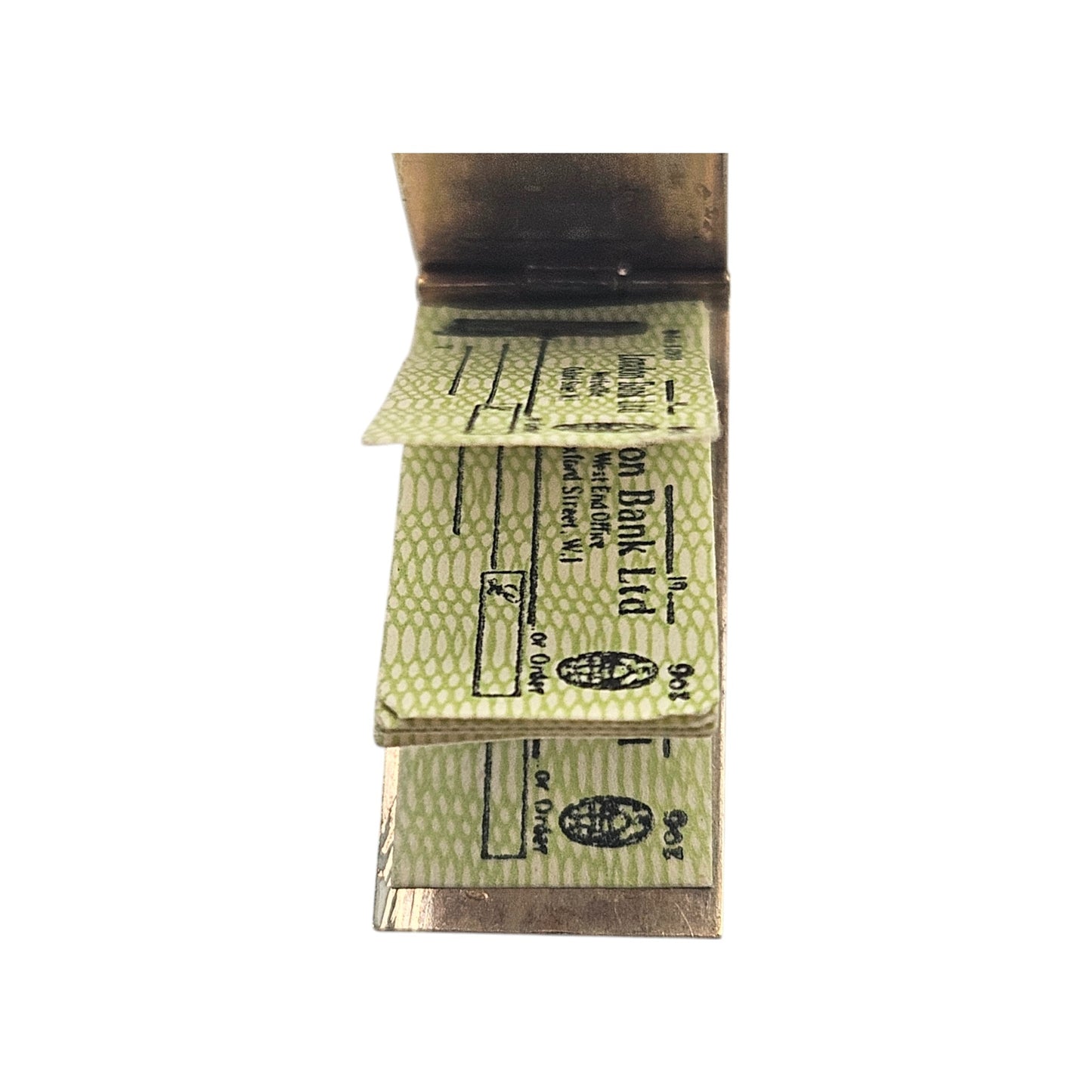9ct 375 Yellow Gold & Enamel Cheque Book Opening Charm 1960 L 2.4 cm 2.9 g.
