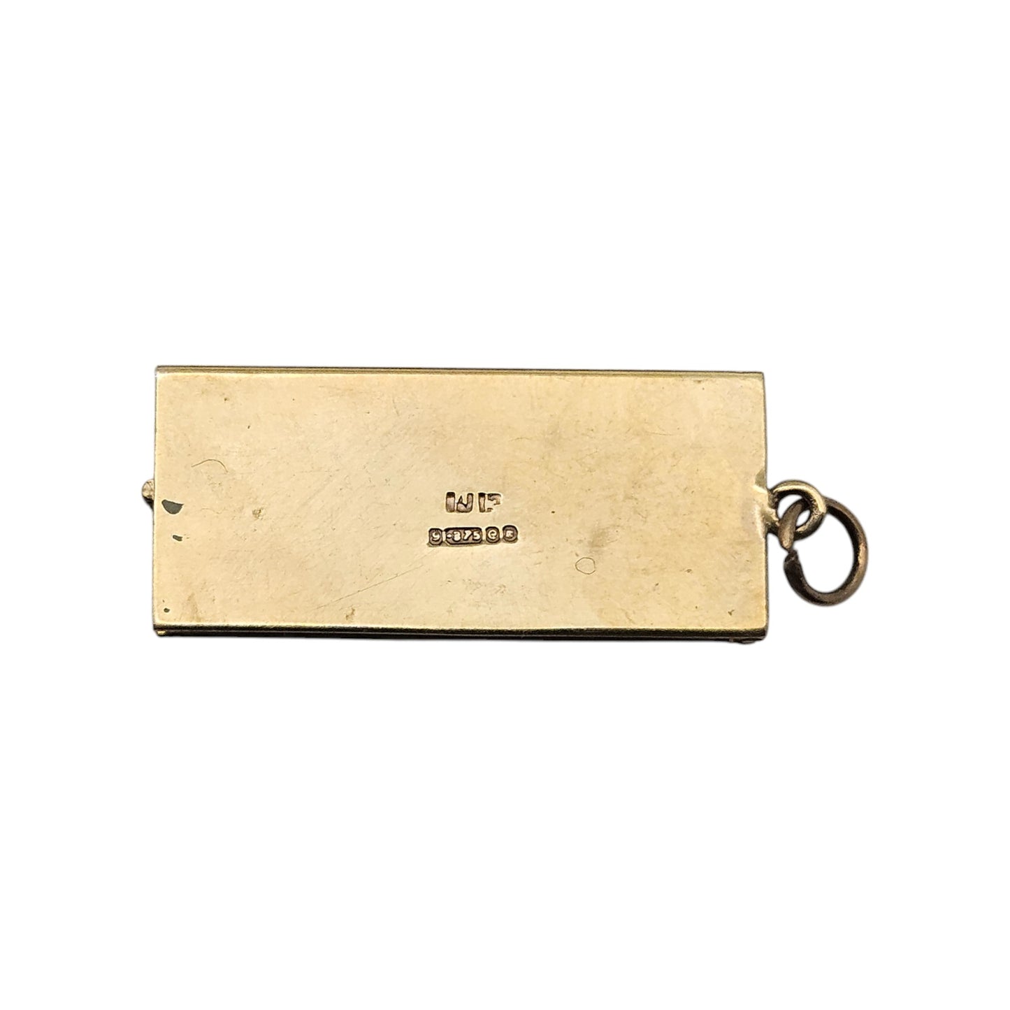 9ct 375 Yellow Gold & Enamel Cheque Book Opening Charm 1960 L 2.4 cm 2.9 g.