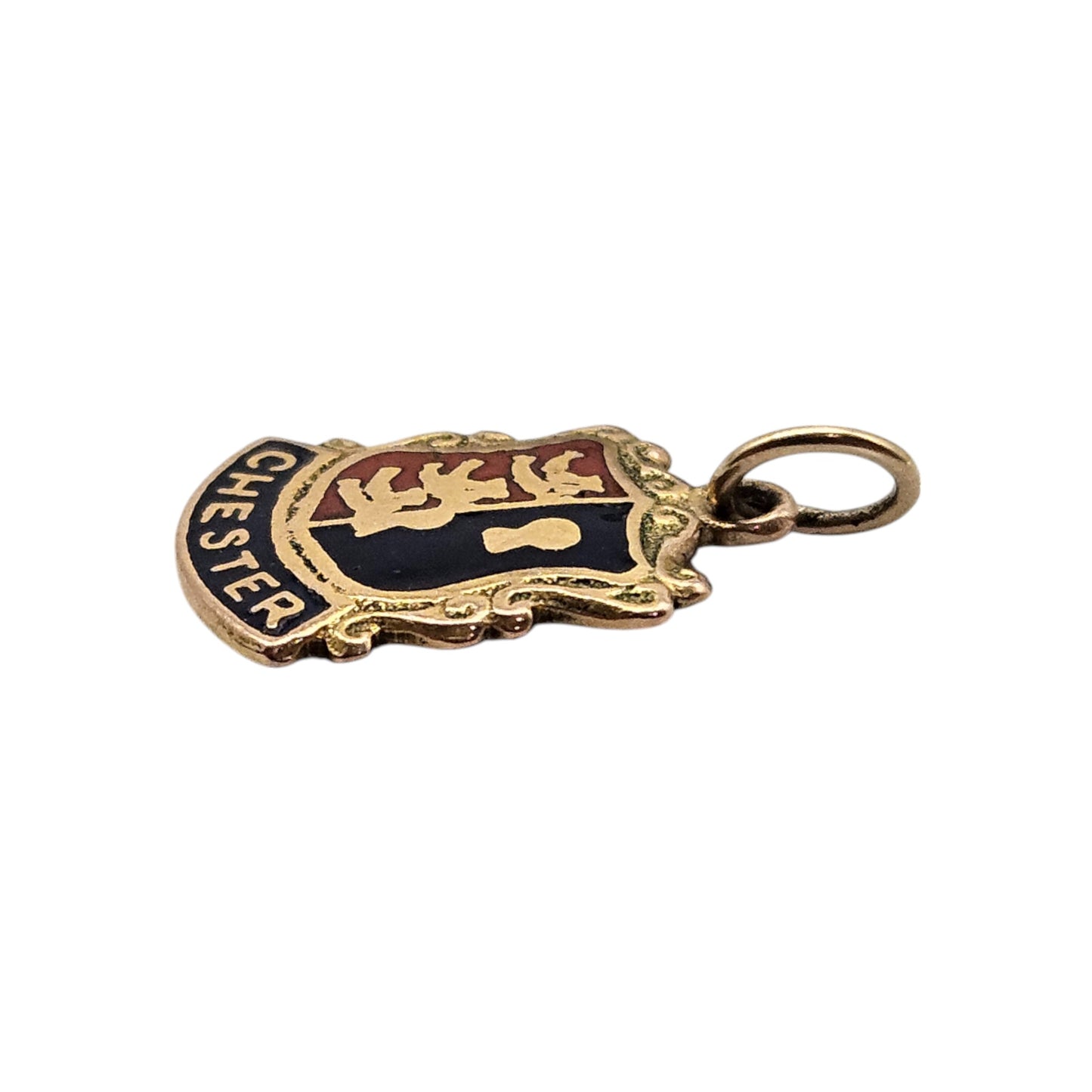 9ct 375 Yellow Gold & Enamel Chester Charm 1971 L 1.2 cm 1.2 g.