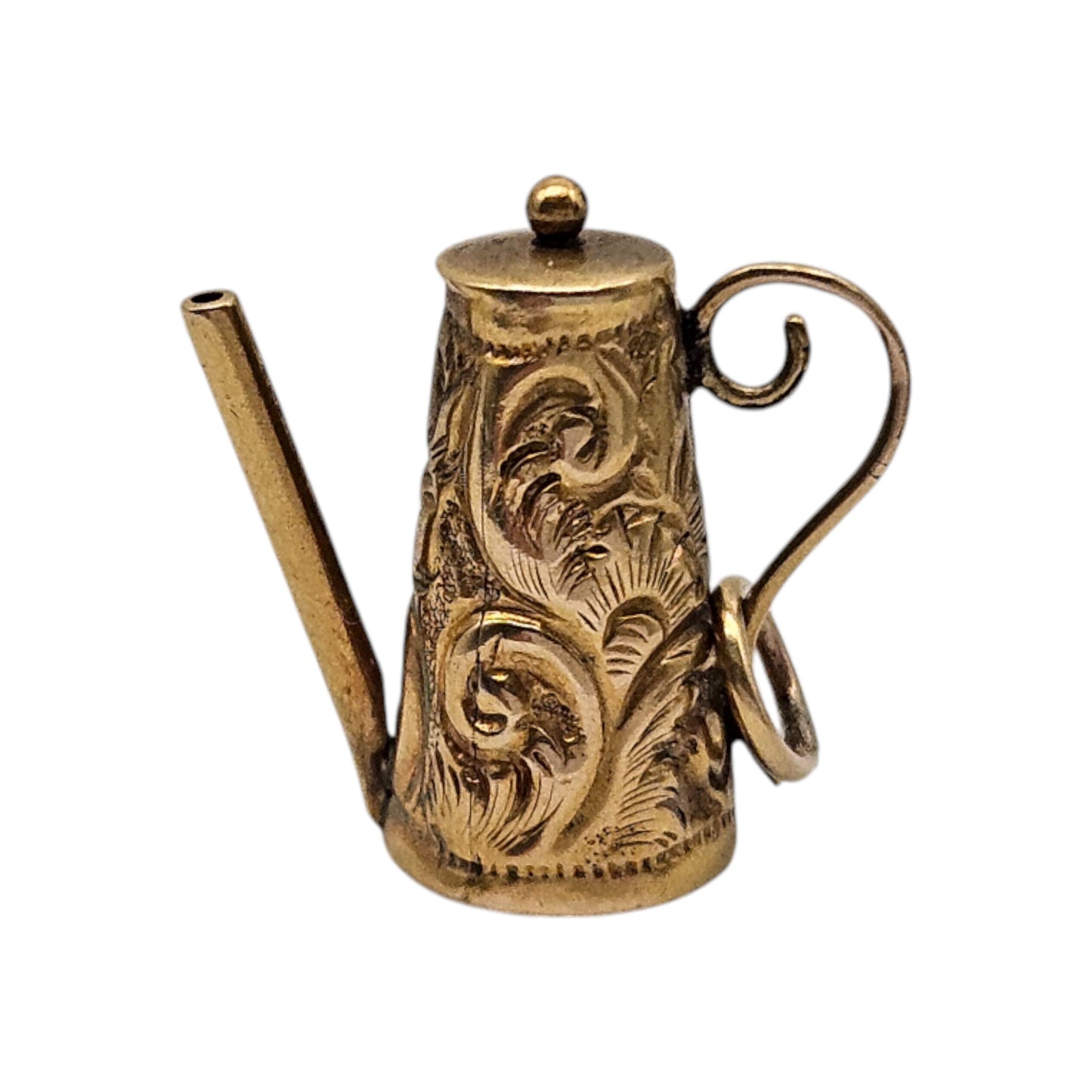 Antique 9ct Yellow Gold Coffee Pot Charm c.1900 L 1.5 cm 1.0 g.
