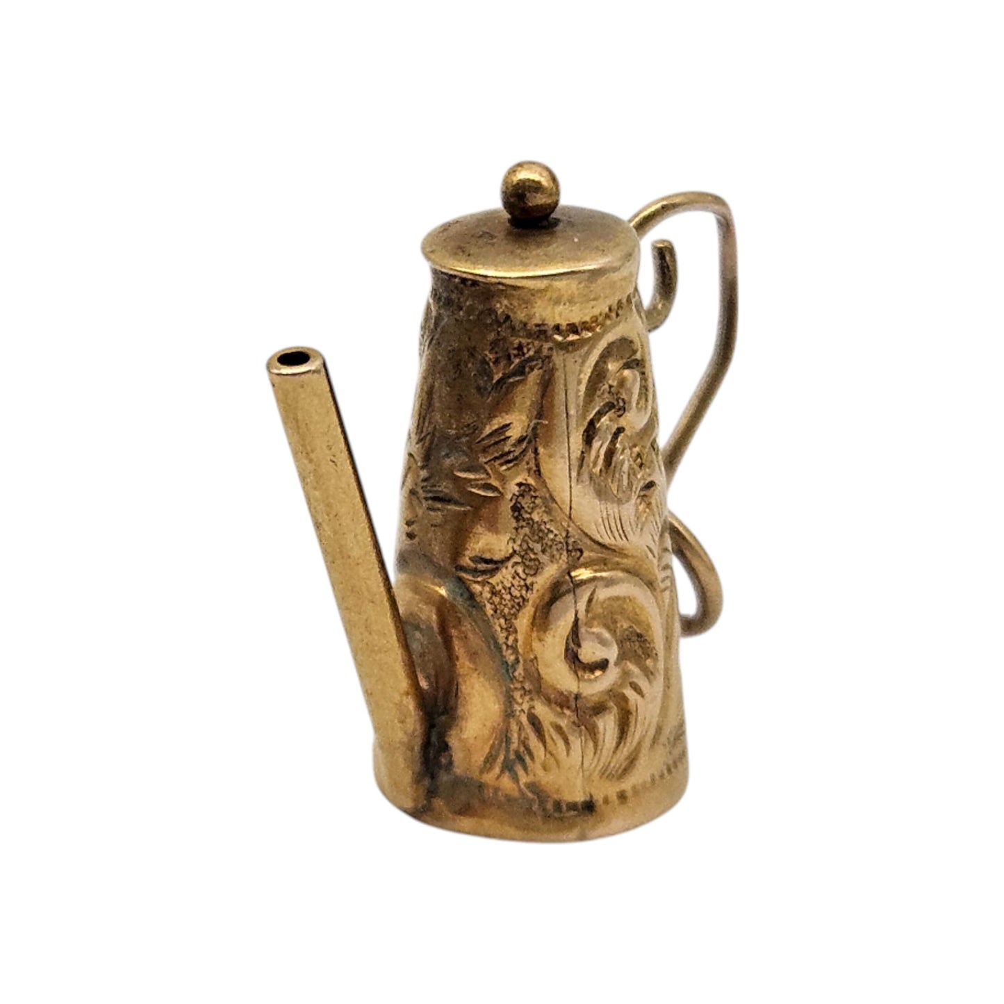 Antique 9ct Yellow Gold Coffee Pot Charm c.1900 L 1.5 cm 1.0 g.
