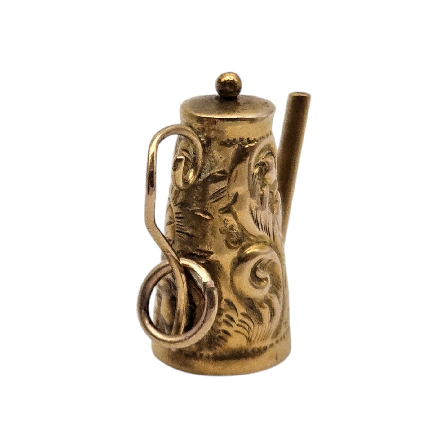 Antique 9ct Yellow Gold Coffee Pot Charm c.1900 L 1.5 cm 1.0 g.