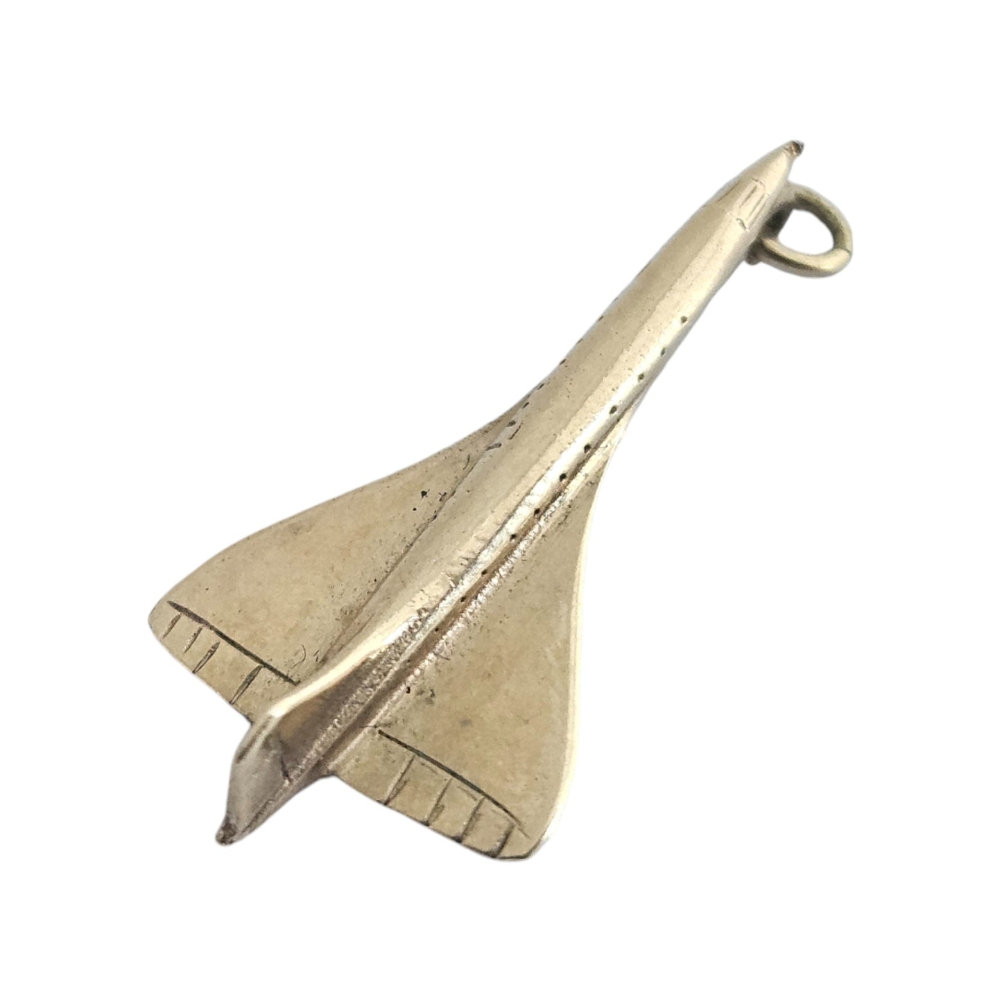 9ct 375 Yellow Gold Concorde Aeroplane Charm 1973 L 2.5 cm 1.5 g