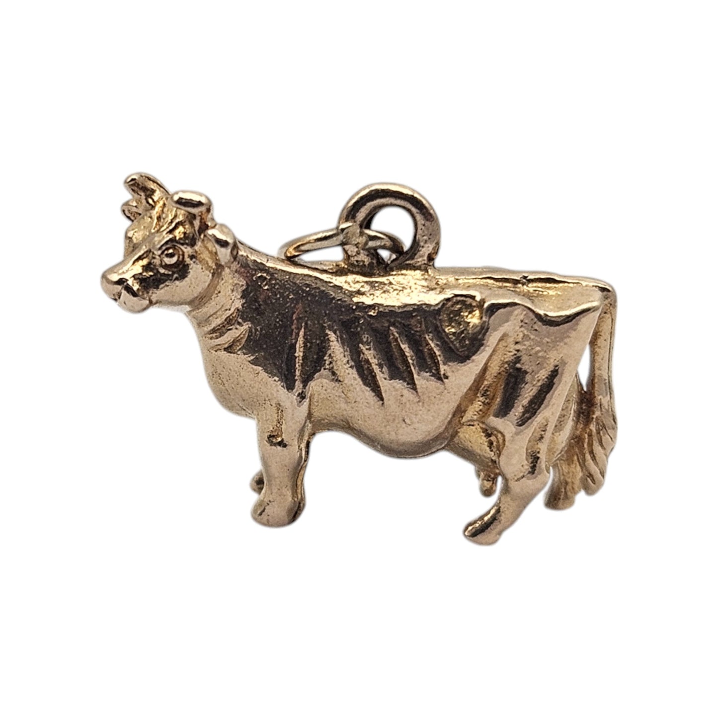 9ct 375 Yellow Gold Cow Charm 1959 L 1.5 cm 2.9 g.