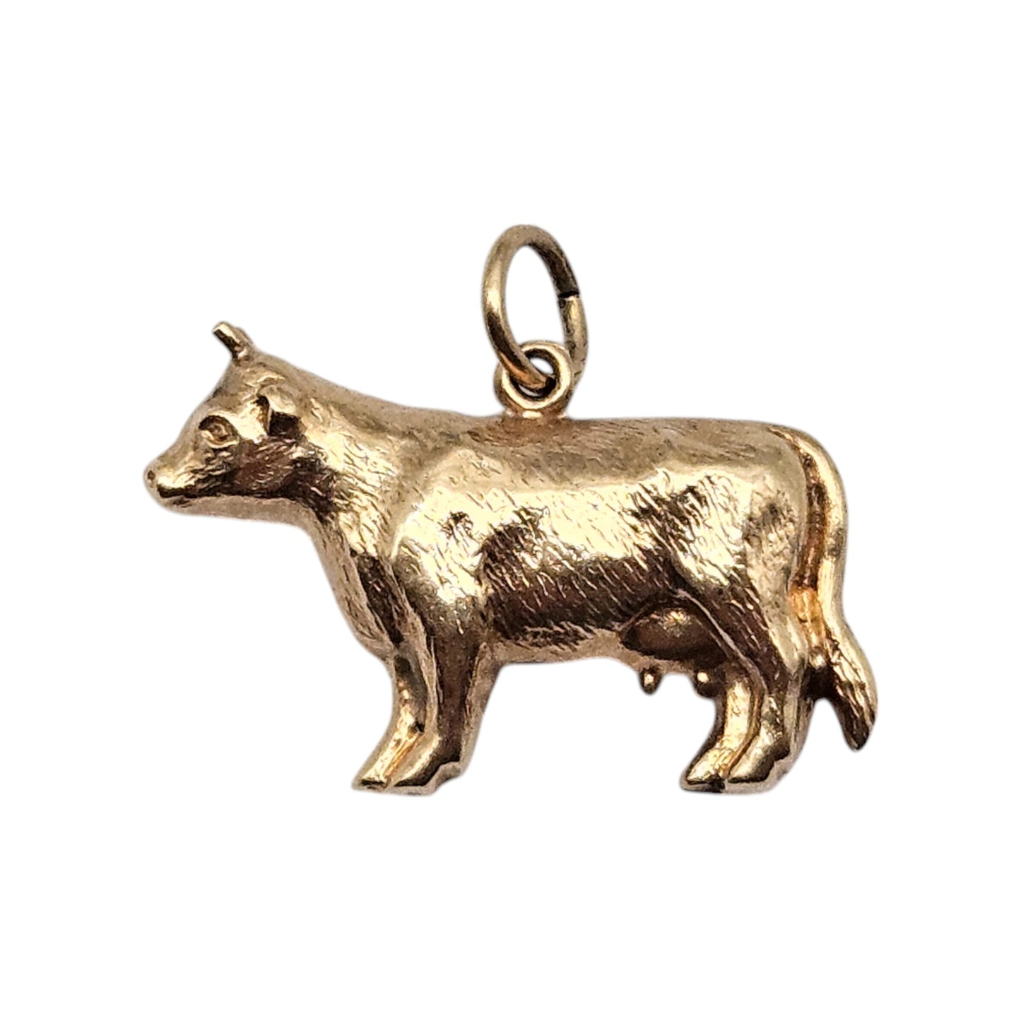 Chester 9ct 375 Yellow Gold Cow Charm 1959 L 2.3 cm 1.3 g.